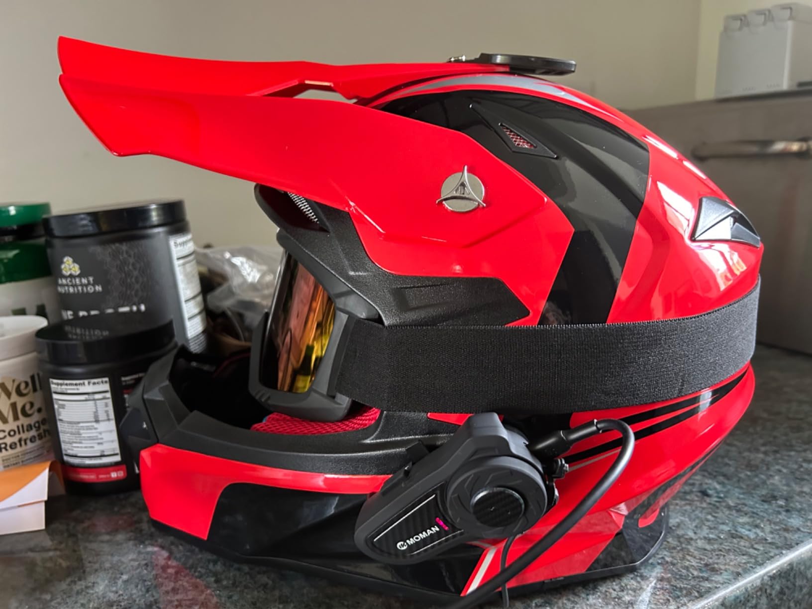 ILM Adult Dirt Bike Helmets ATV Motocross Dirtbike Helmet with Super Soft Liner Camera Mount for Men Women Motorcycle Dual Sport DOT Model-216 (Red Black, M) customer photo 1
