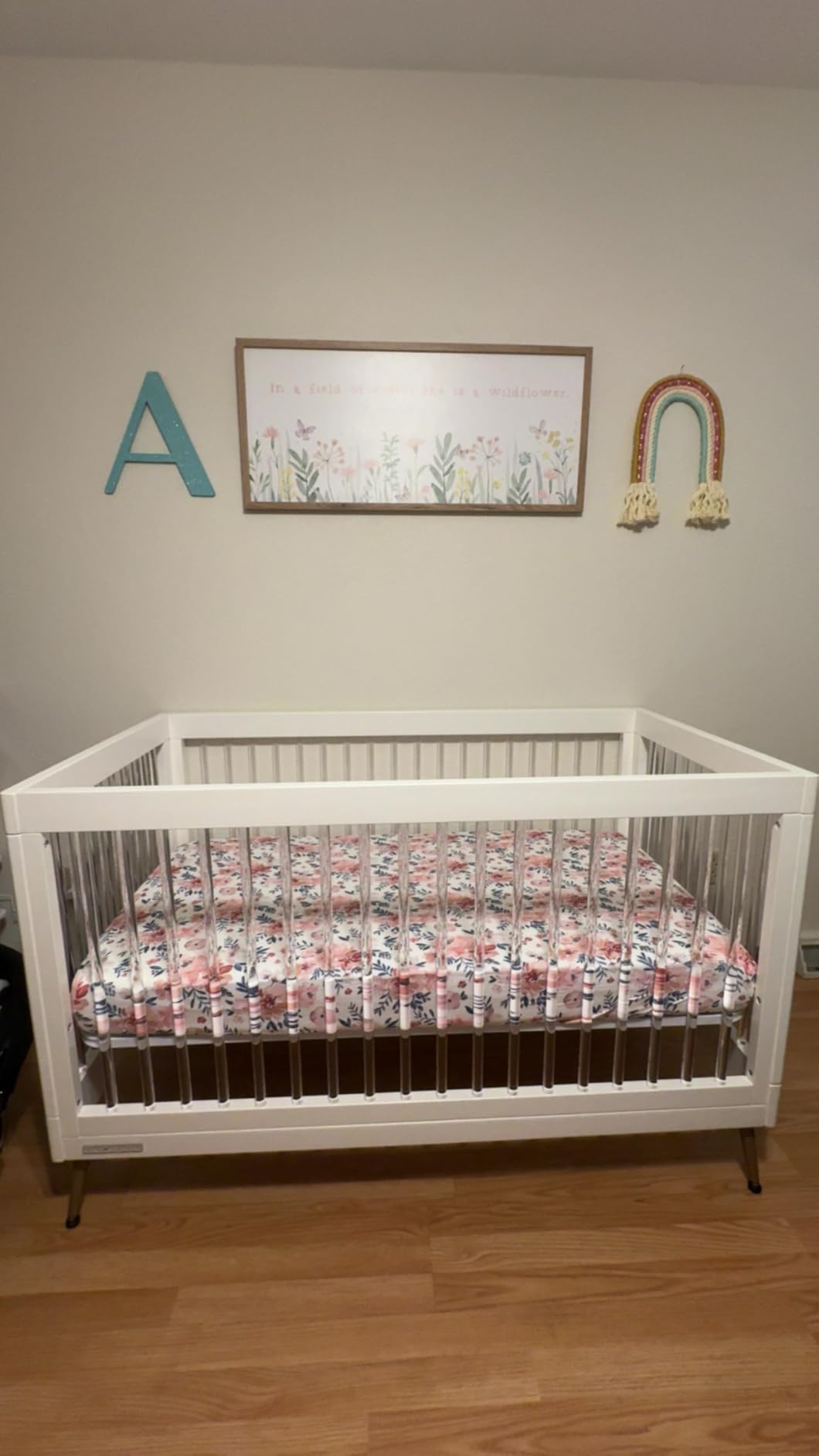 Delta Children Sloane 4-in-1 Acrylic Convertible Crib - Includes Conversion Rails, Bianca White w/Melted Bronze customer photo 1