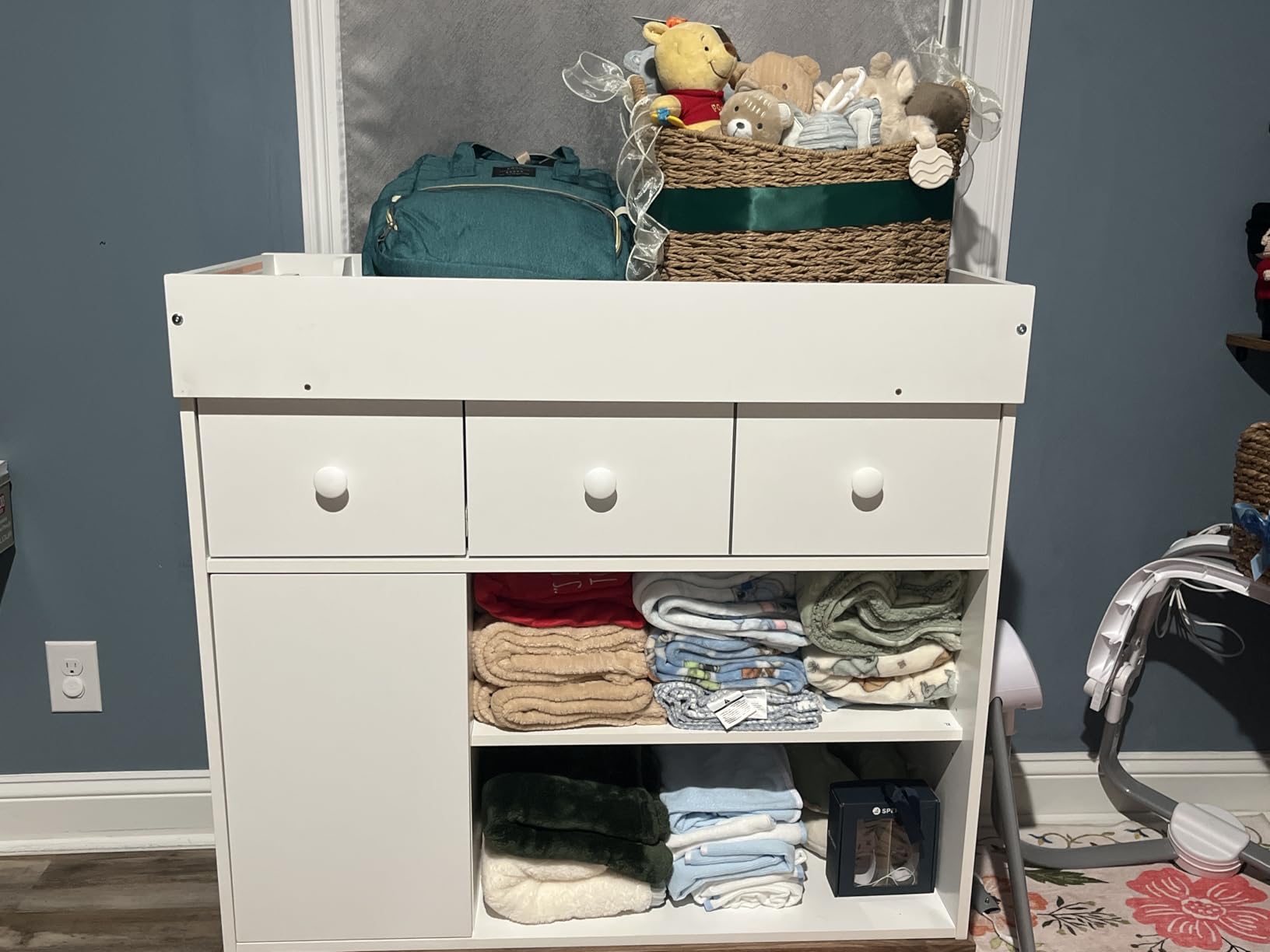 Storkcraft Modern Nursery Changing Table Dresser Combo (White & Vintage Driftwood) - GREENGUARD Gold Certified, Dresser for Nursery, Changing Table with Drawers, Removable Changing Table Topper customer photo 2