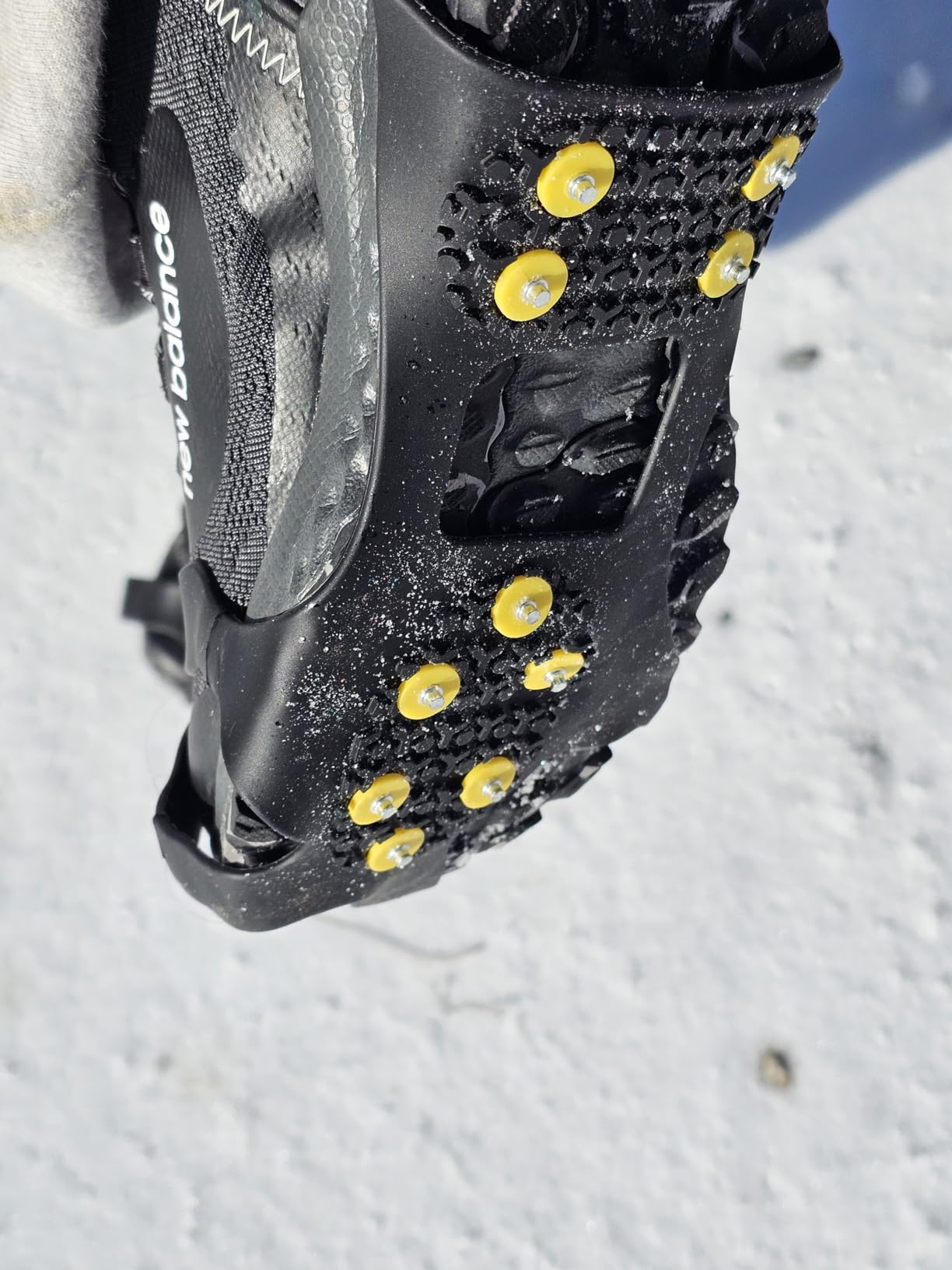 XYZLH Ice Cleats, Ice Grips Traction Cleats Grippers Non-Slip Over Shoe/Boot Rubber Spikes Crampons with 10 Steel Studs Crampons + 10 Extra Replacement Studs customer photo 2