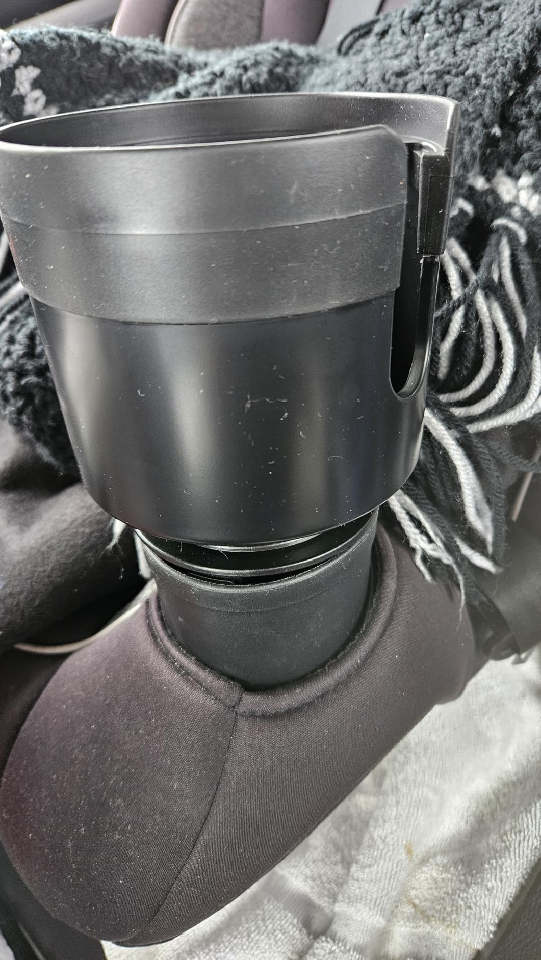 Amazon Basics Car Cup Holder Expander with Adjustable Base, Securely Holds Large Bottles 3.4 to 3.8 in Diameter, Compatible with Yeti, Hydro Flask, Easy Installation, Black customer photo 2