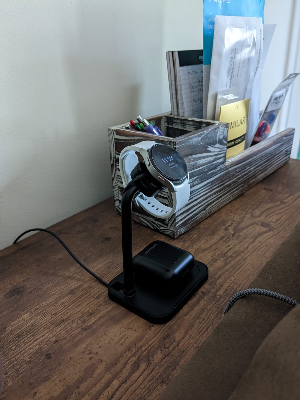 Universal Adjustable Smartwatch Charging Dock with Telescopic Stand, Compatible with Samsung Galaxy, Google Pixel, Huawei, Garmin, AMAZTIM, Fossil, Fitbit, Amazfit, Suunto, xiaomi(02S-B) customer photo 1
