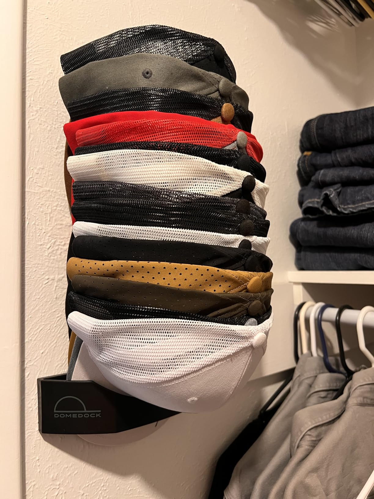 Dome Dock The Original USA-Made Hat Rack and Compact Hat Organizer for Wall Installation, 20 Hat Capacity, Black customer photo 1
