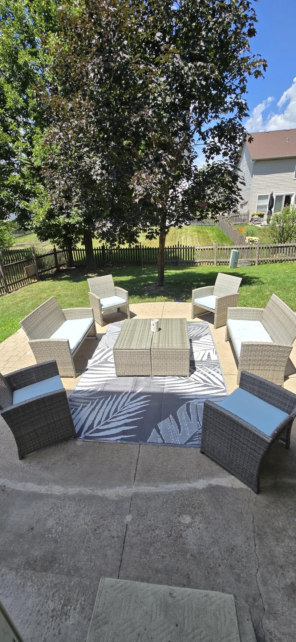 Best Choice Products 4-Piece Outdoor Wicker Patio Conversation Furniture Set for Backyard w/Coffee Table, Seat Cushions - Gray/Navy customer photo 1