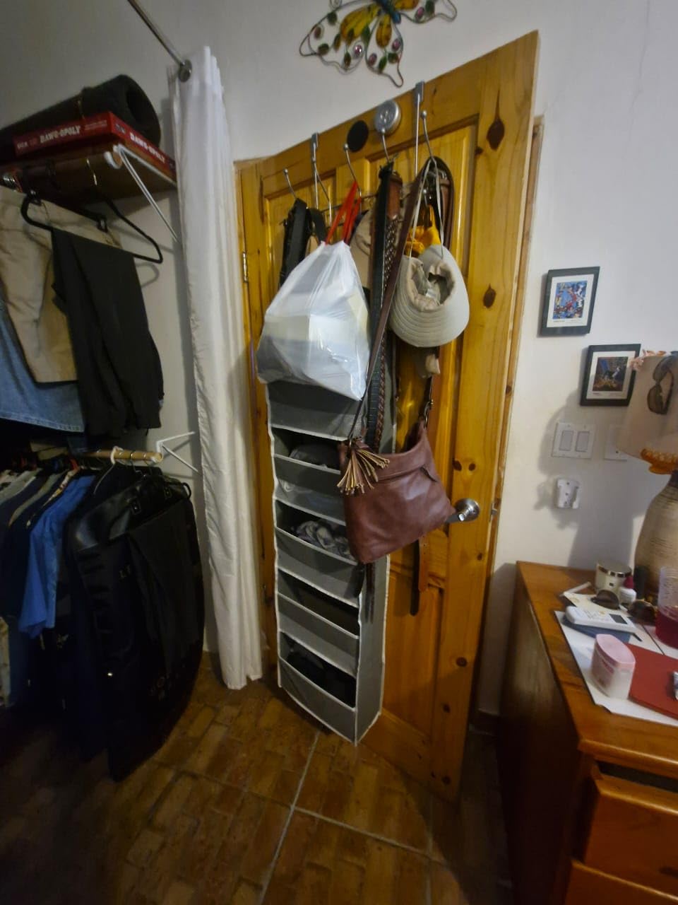 Univivi 6-Shelf Over Door Hanging Organizer Fabric Baby Door Storage with 5 Extra Large Capacity Pockets Behind the Door Hanging Storage Organizers Easy Install Door Storage for Baby Essential (Beige) customer photo 1