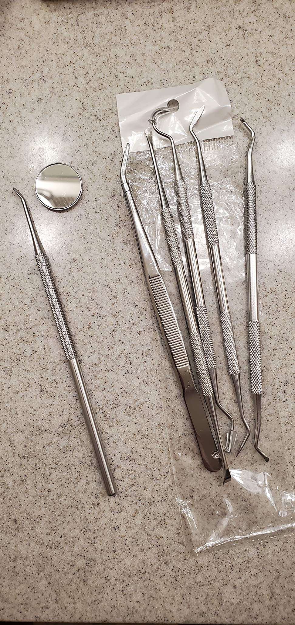 Dental Tools, 6-Pack Stainless Steel Teeth Cleaning Kit - Dental Scraper, Pick, Mouth Mirror, Tweezer for Dentist, Personal, Pets - Tartar & Plaque Removal customer photo 2