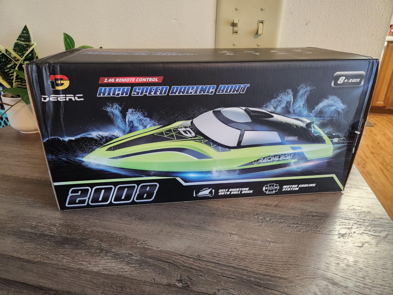 DEERC RC Boat with LED Light, 30+ Mins, Self Righting Remote Control Boat for Pools & Lakes, 20+ MPH, 2.4GHz Racing Boats, 2 Battery, Pool Toys for Kids customer photo 1