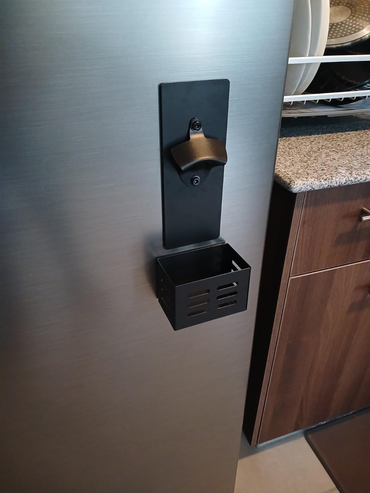 Magnetic Bottle Opener with Cap Catcher, Man Cave Accessories Removable Wall Mounted Beer Bottle Opener customer photo 2