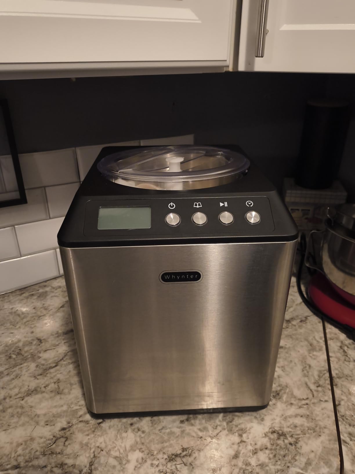 Whynter Ice Cream Maker Machine Automatic 1.28 Qt Upright with Built-In Compressor, LCD Digital Display & Timer, No Pre-Freezing, ICM-128BPS, Black/Pink customer photo 1