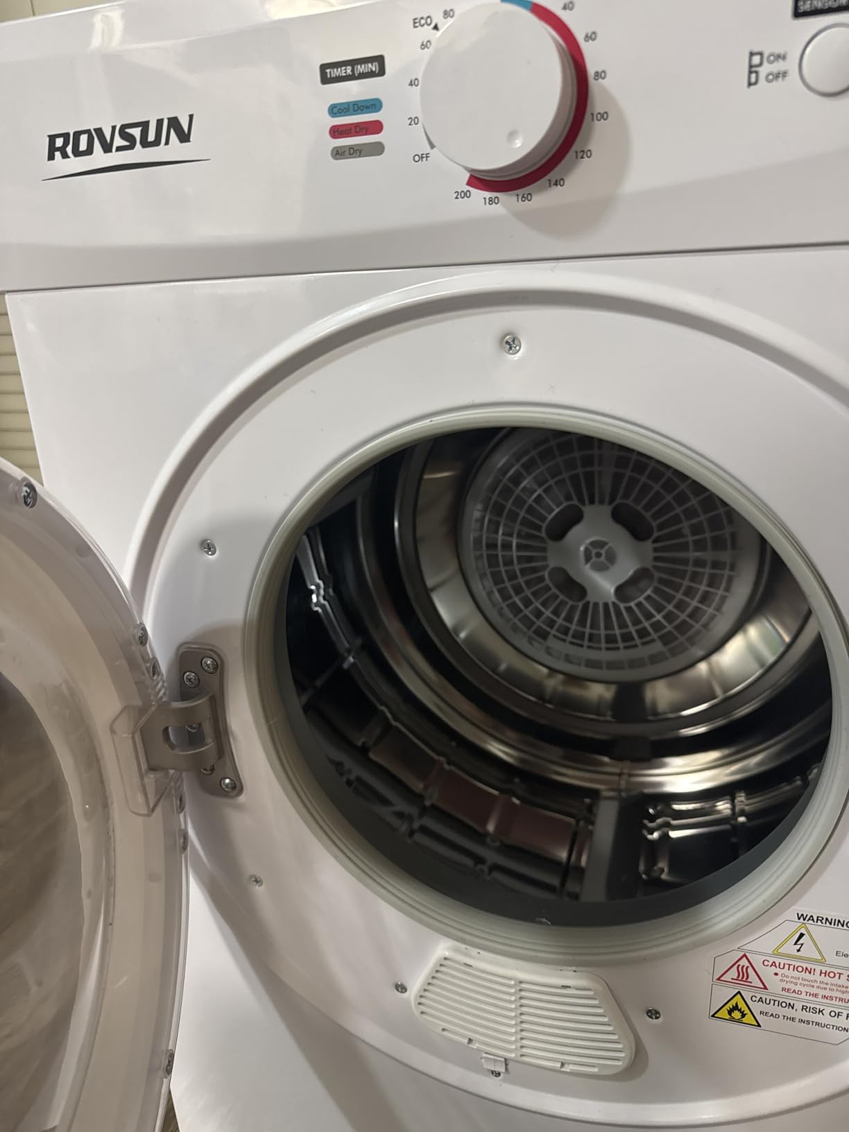 ROVSUN 110V Portable Clothes Dryer, High End Laundry Front Load Tumble Dryer Machine with Stainless Steel Tub & Simple Control Knob for Apartment, Dorm-850W, White customer photo 1
