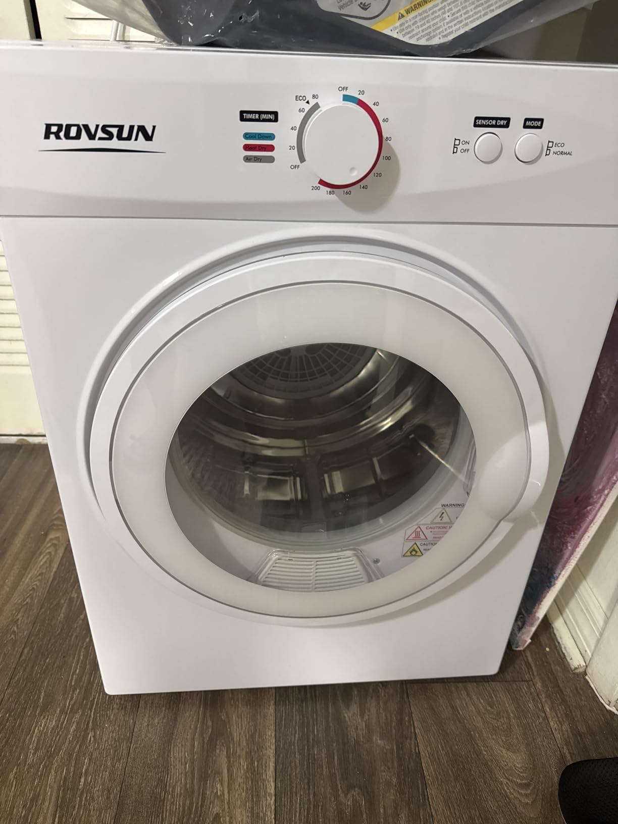 ROVSUN 110V Portable Clothes Dryer, High End Laundry Front Load Tumble Dryer Machine with Stainless Steel Tub & Simple Control Knob for Apartment, Dorm-850W, White customer photo 2