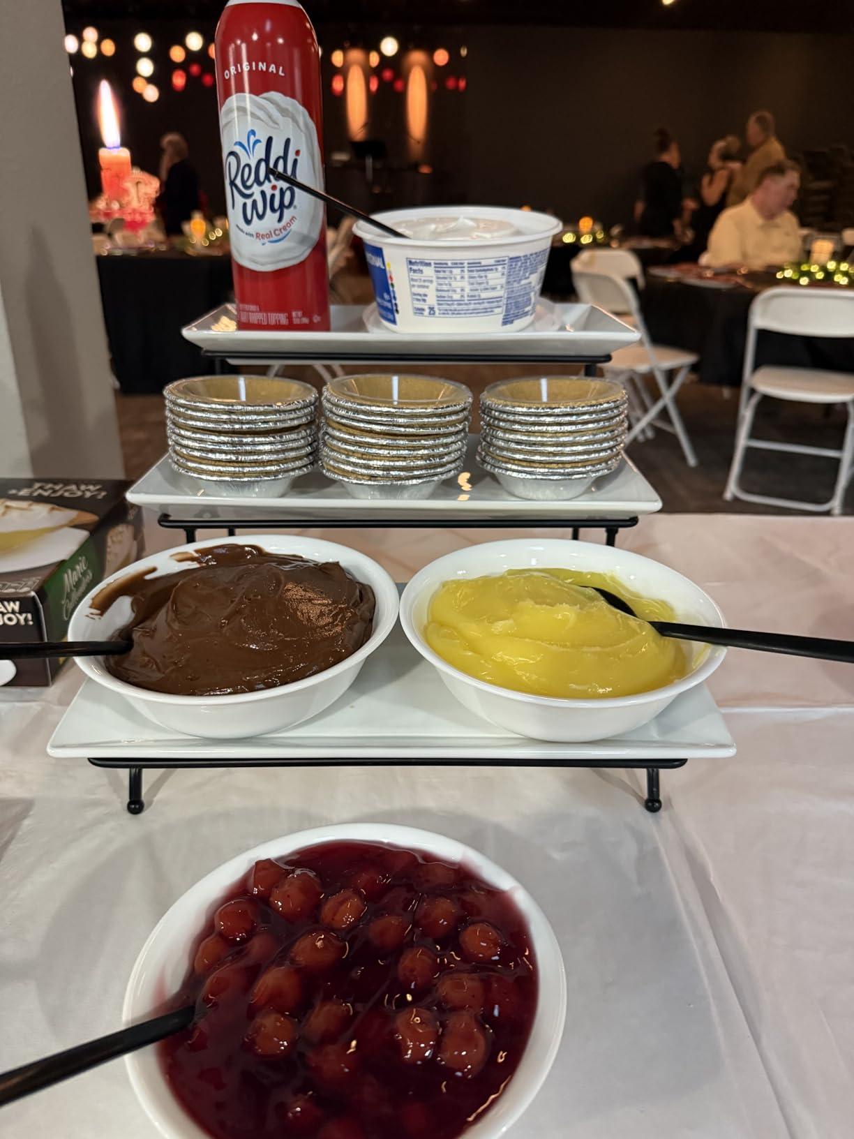 Yedio 3 Tier Serving Trays for Party, Porcelain Serving Platters and Trays, 12 Inch Tiered Tray Stand, Fruit Tray, Trays for Serving Food, White Dessert Stand with Collapsible Sturdier Metal Rack customer photo 1