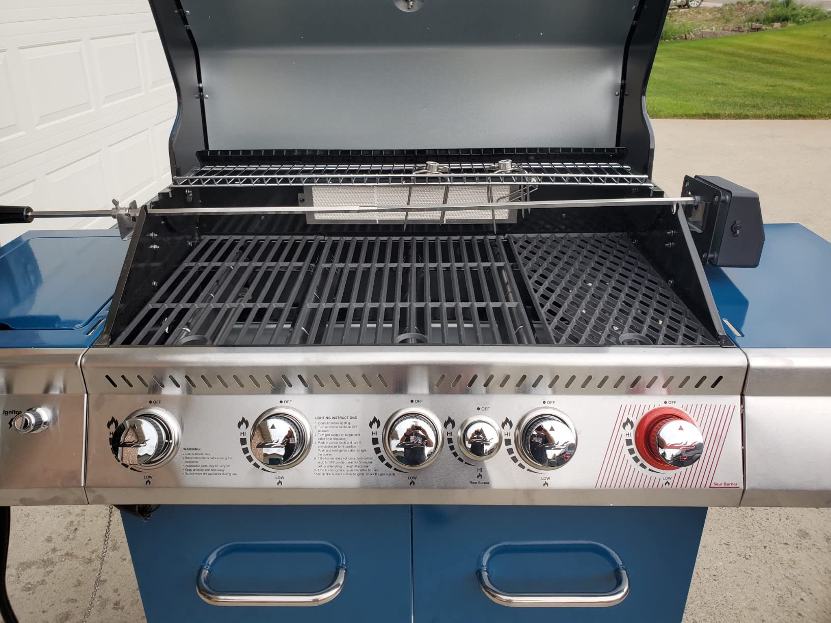 Royal Gourmet GA5403B 5 Burner Propane Gas Grill with Side Burner & Rear Burner, Cabinet Style Design BBQ Grill with 74,000 BTUs Output for Barbecue Grilling & Backyard Cooking, Blue customer photo 1