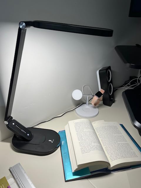 LED Desk Lamp, Eye-Caring Table Lamps Natural Light Protects Eyes Dimmable Office Lamp with 5 Color Modes USB Charging Port Touch Control and Memory Function, 10W Reading Lamp, Black customer photo 2
