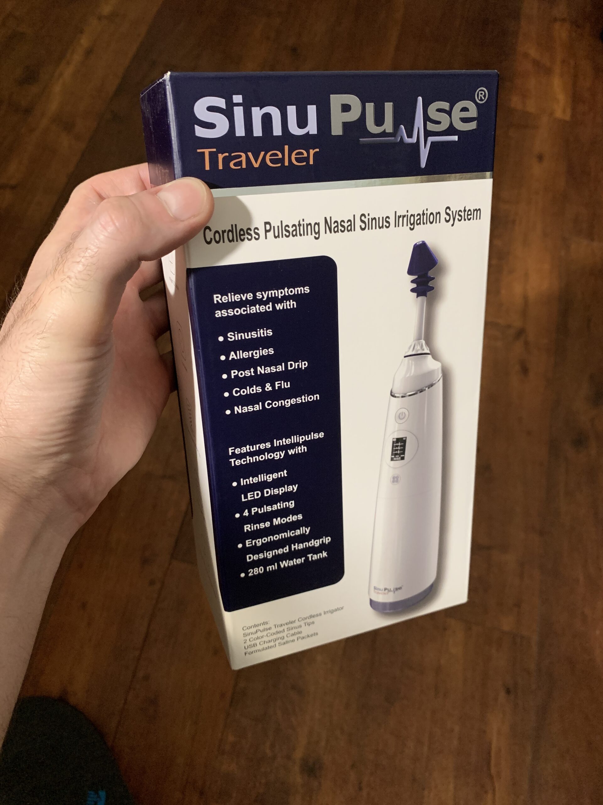 SinuPulse Traveler with 30 Sinuair Packets - Cordless Pulsating Nasal Irrigation Sinus Rinse System, Space Saving Cleaner & Relief Machine for Travel, More Effective than Neti Pot or Nose Spray Bottle customer photo 1