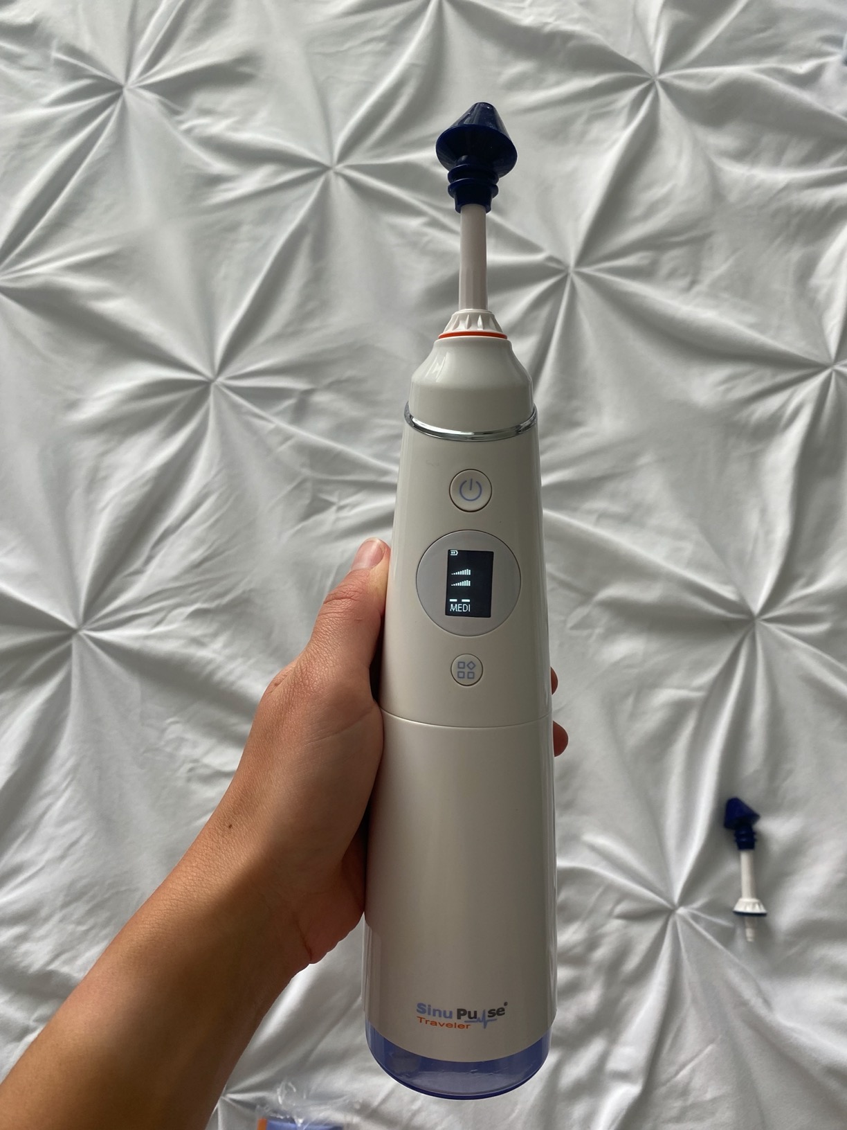 SinuPulse Traveler with 30 Sinuair Packets - Cordless Pulsating Nasal Irrigation Sinus Rinse System, Space Saving Cleaner & Relief Machine for Travel, More Effective than Neti Pot or Nose Spray Bottle customer photo 2