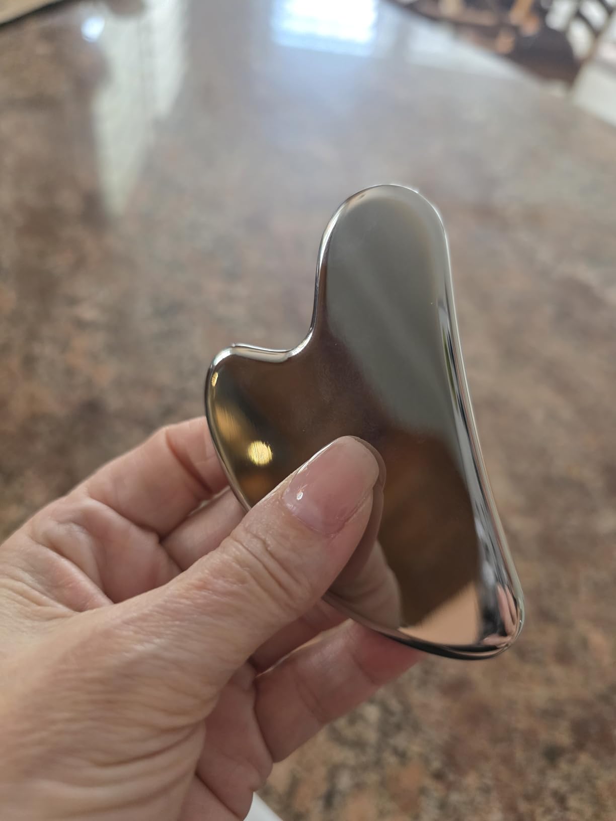 Nuanchu Stainless Steel Gua Sha Facial Tools Metal Guasha Tool for Face Body Jawline Shaper, Double Chin Reducer, Lymphatic Drainage Massager customer photo 2
