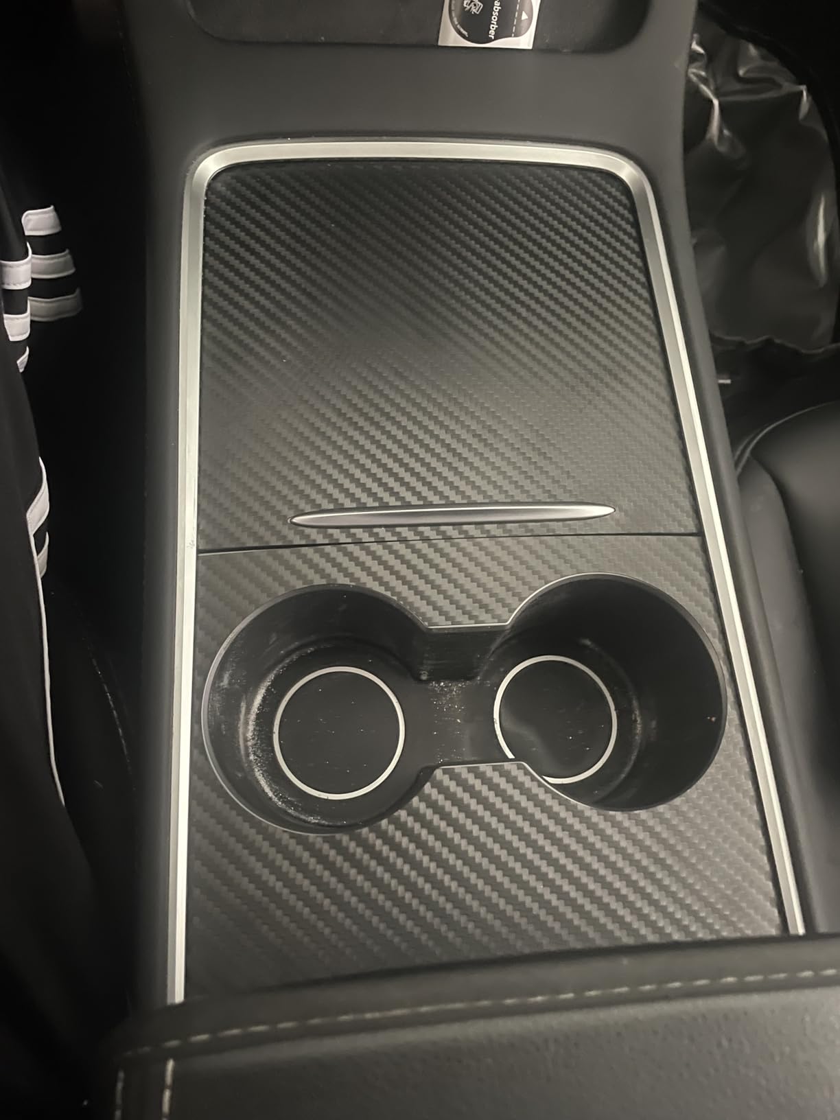Farmogo Center Console Carbon Fiber Wrap Kit for Tesla Model Y 2020-2024 & Model 3 2021-2023 2PCS Center Console Cover Interior Decoration Wrap Kit (Matte Carbon Fiber) customer photo 1