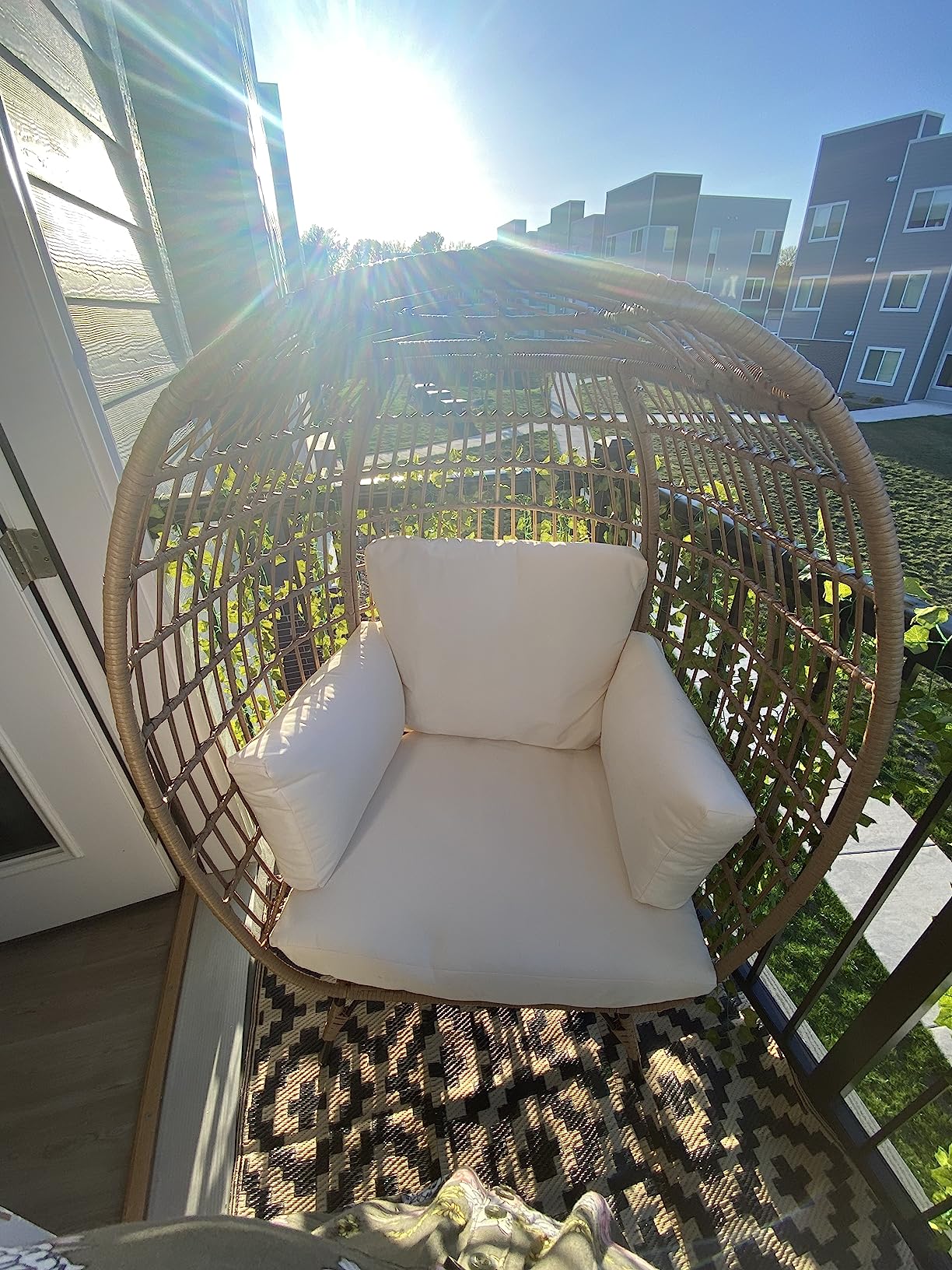 Best Choice Products Wicker Egg Chair, Oversized Indoor Outdoor Lounger for Patio, Backyard, Living Room w/ 4 Cushions, Steel Frame, 440lb Capacity - Ivory customer photo 2