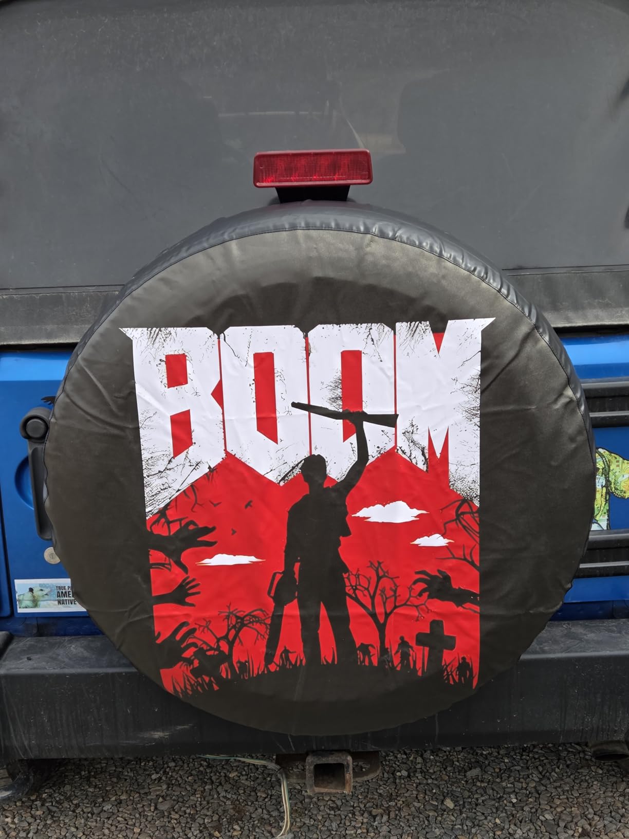 PVC Leather Custom Spare Tire Cover - Durable Personlized Tire Cover with Your Logo Photo Design - Heavy Duty Spare Tire Covers Compatible for Jeep Wrangler Trailer SUV Bronco RV customer photo 1