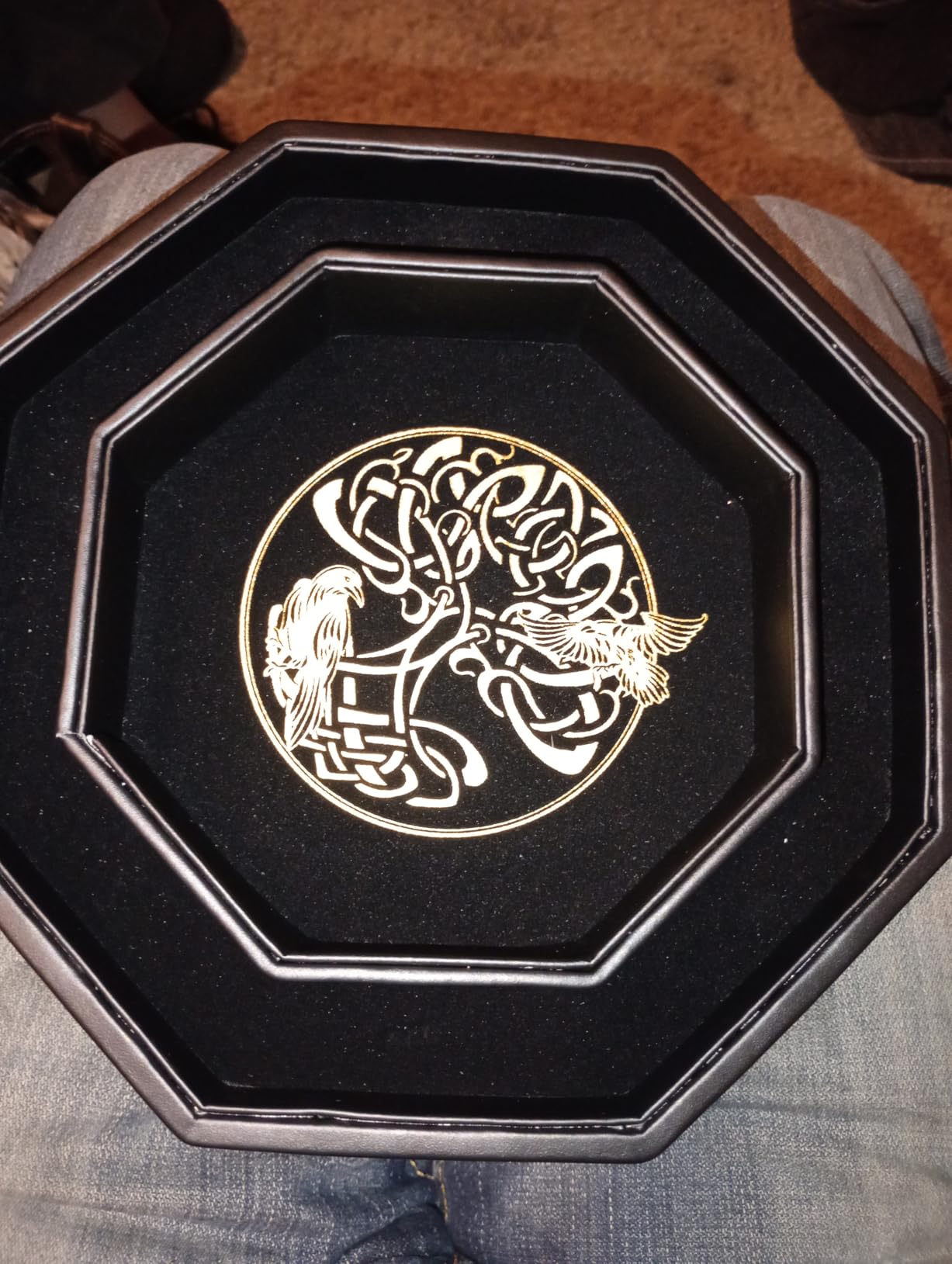 DND Dice Tray - Premium 9 Inch Tray for Dungeons and Dragons: Exquisitely Detailed Green World Tree & Wolf Raven Design - Perfect Rolling & Box Storage to Protect Your Dice for D&D and RPG customer photo 2