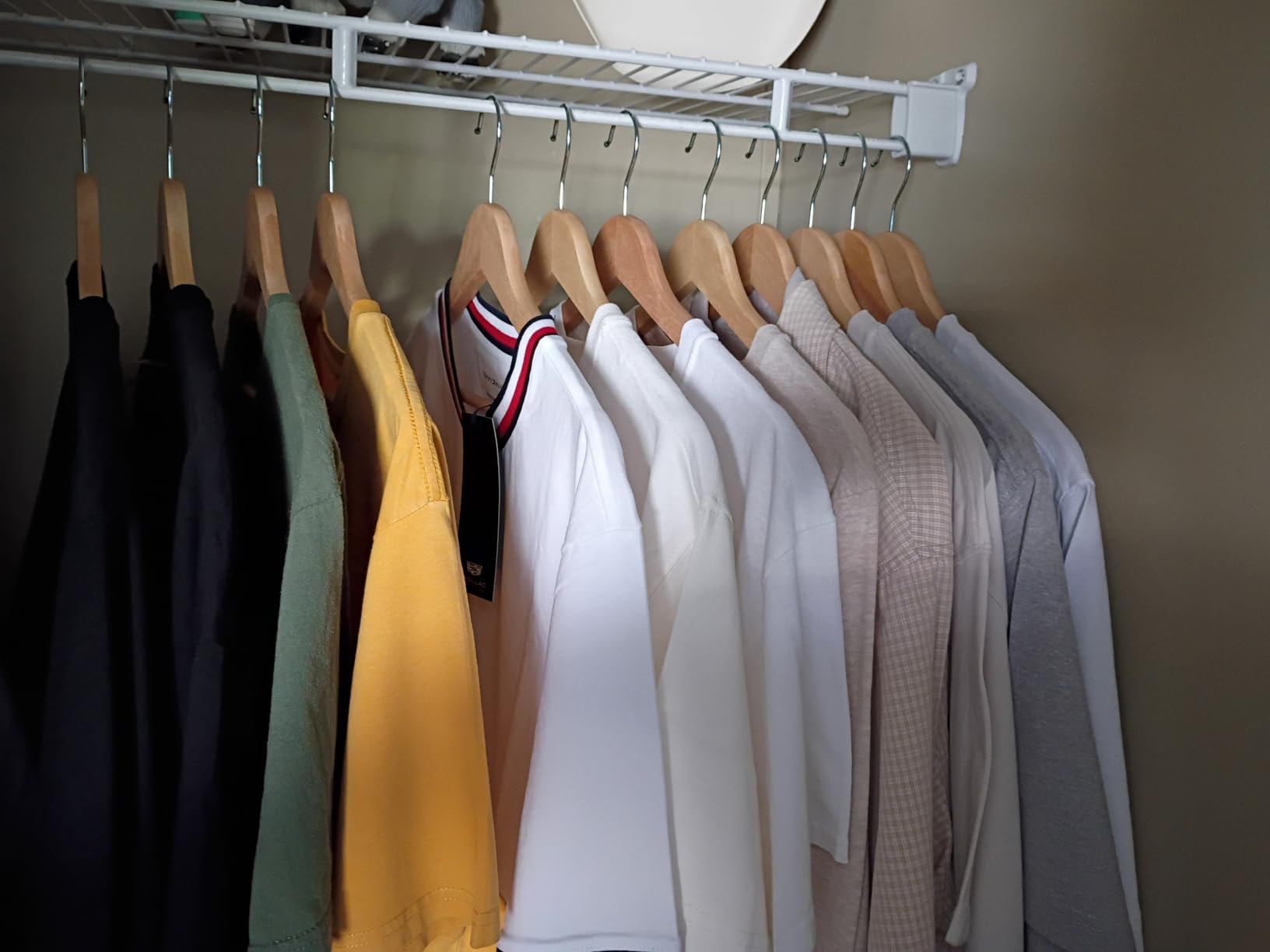 Amazon Basics Wood Suit Clothes Hangers for Closet Organizer, Natural, 20-Pack customer photo 2