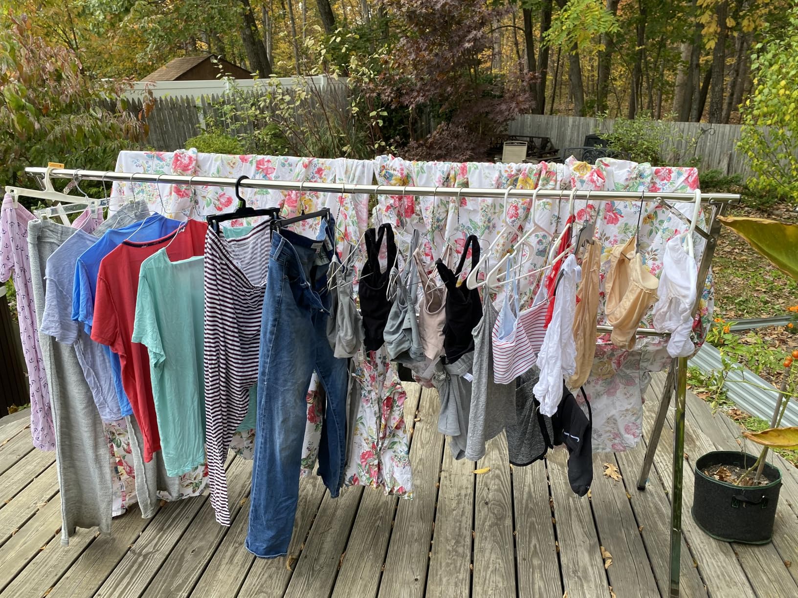 JAUREE 79 Inches Clothes Drying Rack, Drying Rack Clothing Folding Indoor Outdoor, Heavy Duty Stainless Steel Laundry Rack, Foldable Portable Large Clothes Rack Garment Rack with 20 Windproof Hooks customer photo 1