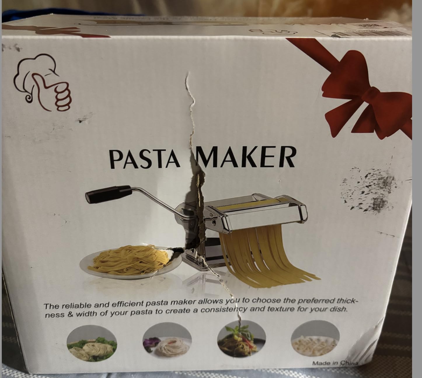 Pasta Maker - 7 Thickness Settings Pasta Roller & 2-in-1 Cutter, Stainless Steel Pasta Machine for Spaghetti, Fettuccine, Ravioli, Lasagna - Includes Hand Crank & Table Clamp customer photo 1