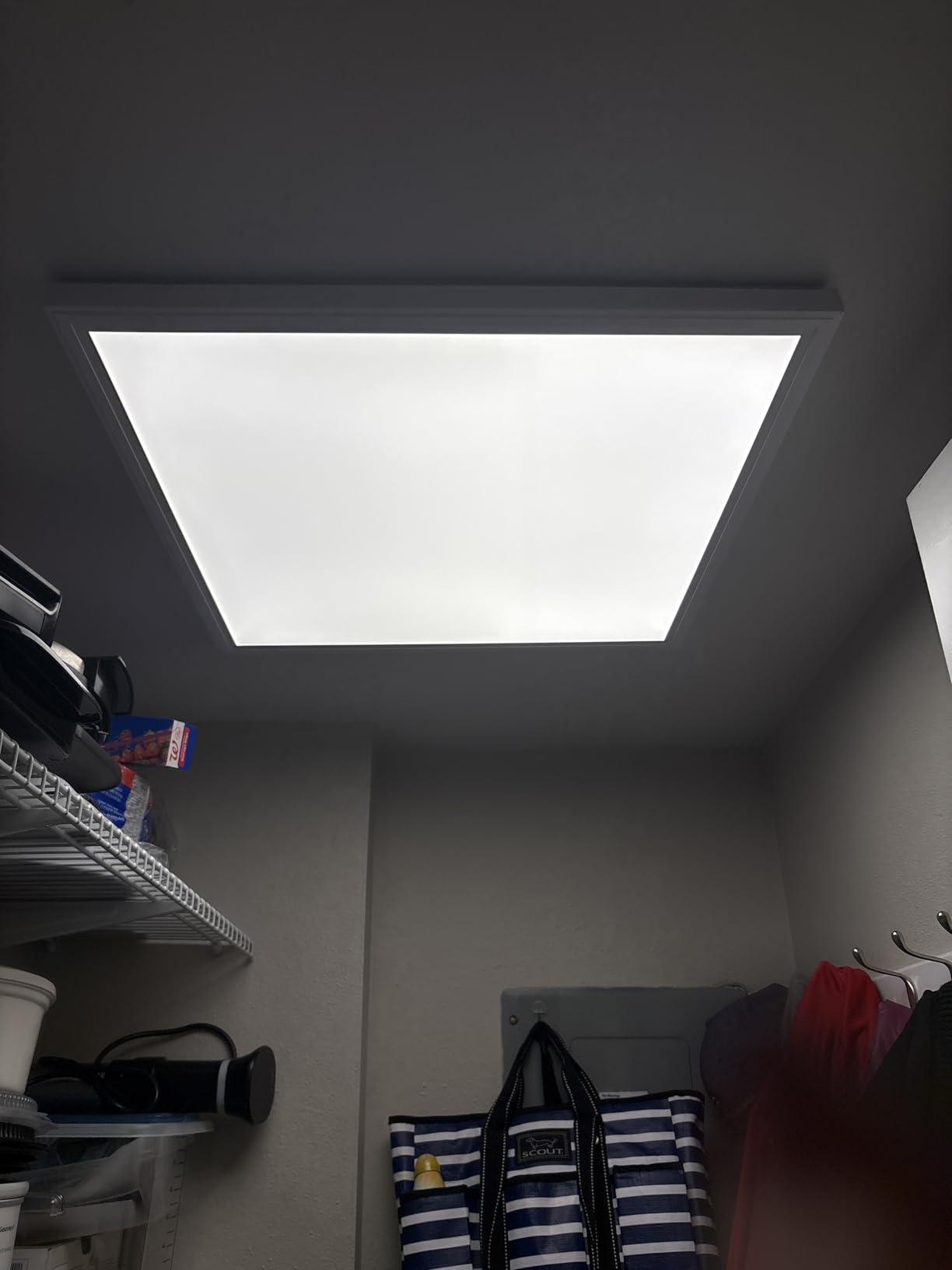 Lithonia Lighting CPANL 2x2 LED Flat Panel Light, 2 ft. by 2 ft. LED Light Panel, Ceiling Lighting Fixture, 3300 Lumens, 3500K/4000K/5000K Switchable CCT, Includes Direct Ceiling Mount Bracket, White customer photo 1