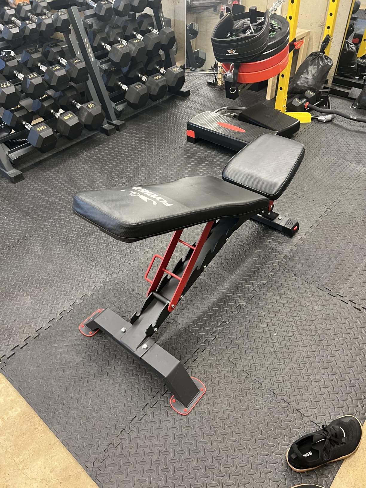 FLYBIRD WB7 Weight Bench, 1300LBS Commercial Adjustable Weight Bench, Workout Bench for Home Gym, Flat Incline Bench Press Heavy Duty Bench with 34'' Extra-Long Backrest and Easy-Roll Wheels customer photo 1