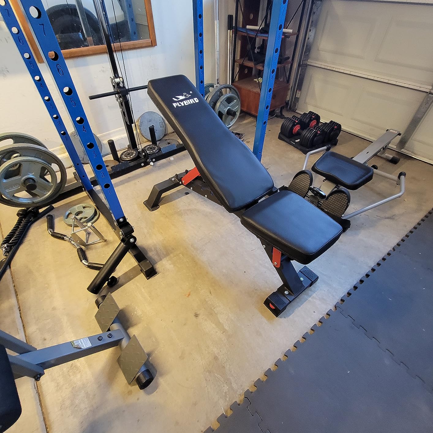 FLYBIRD WB7 Weight Bench, 1300LBS Commercial Adjustable Weight Bench, Workout Bench for Home Gym, Flat Incline Bench Press Heavy Duty Bench with 34'' Extra-Long Backrest and Easy-Roll Wheels customer photo 2