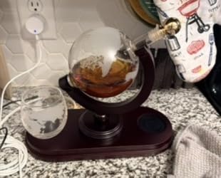 Globe Whiskey Decanter Gift Set by Royal Reserve | Etched World Map Globe Decanter 29 oz 850 ml with Glasses for Bourbon, Liquor - Whiskey Gifts for Men Dad Boyfriend Husband customer photo 1