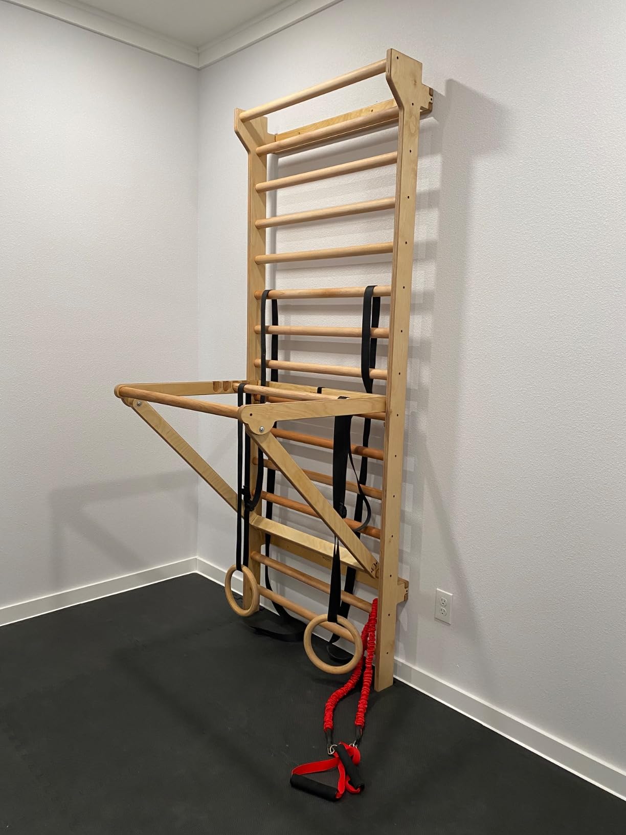 Beyond Balance Personal Training Station: Swedish Ladder Stall Bars with Adjustable Pull-Up Dip Bar Attachment customer photo 2
