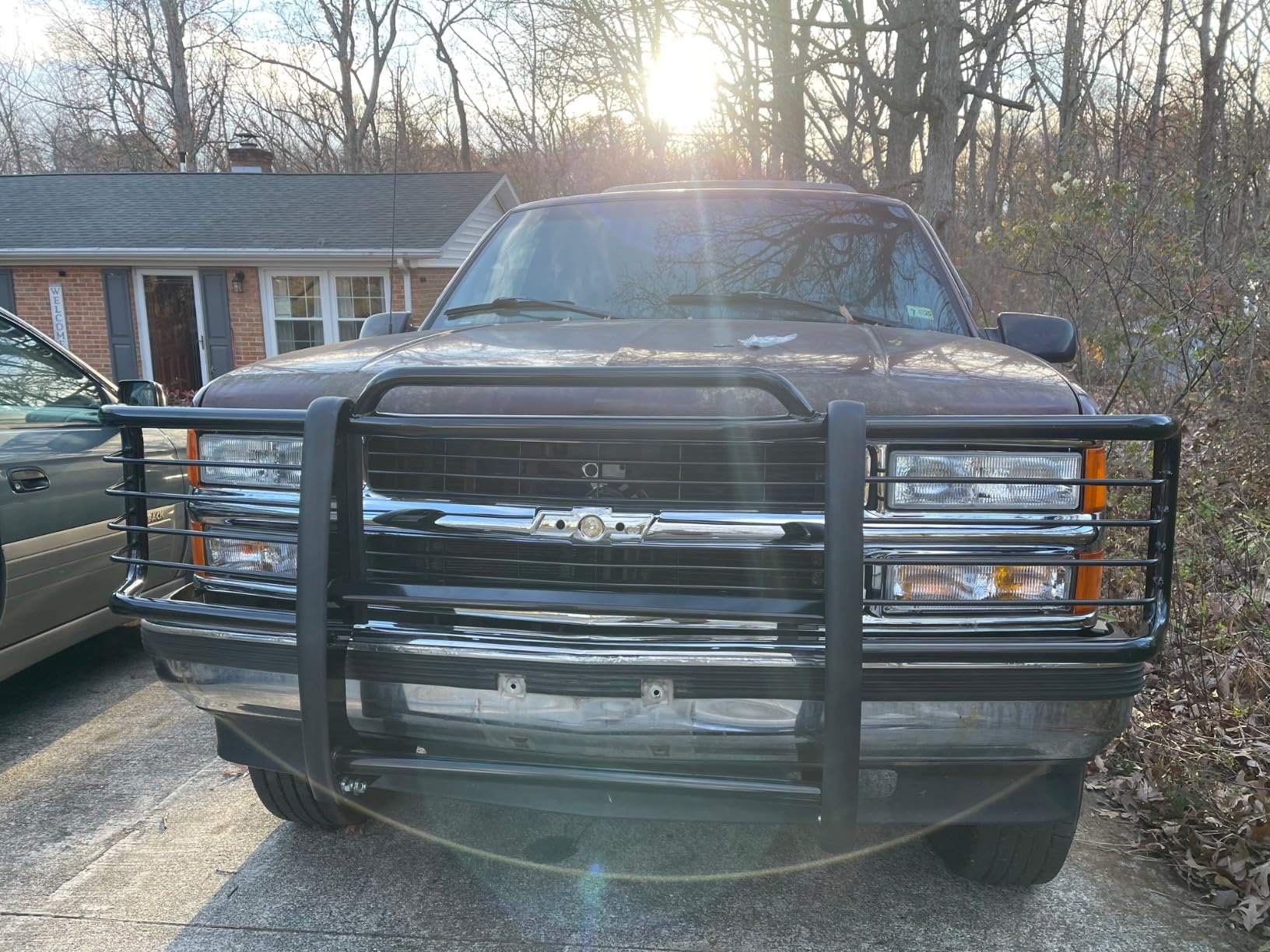 KUAFU Front Grille Brush Guard Compatible with 1988-1999 Chevy/GMC C/K Series 1500 2500 3500, 1992-1994 Blazer, Jimmy, 1995-1999 Tahoe, Yukon Bull Bar Bumper GrillGuard Protector Brush Push Bar customer photo 2