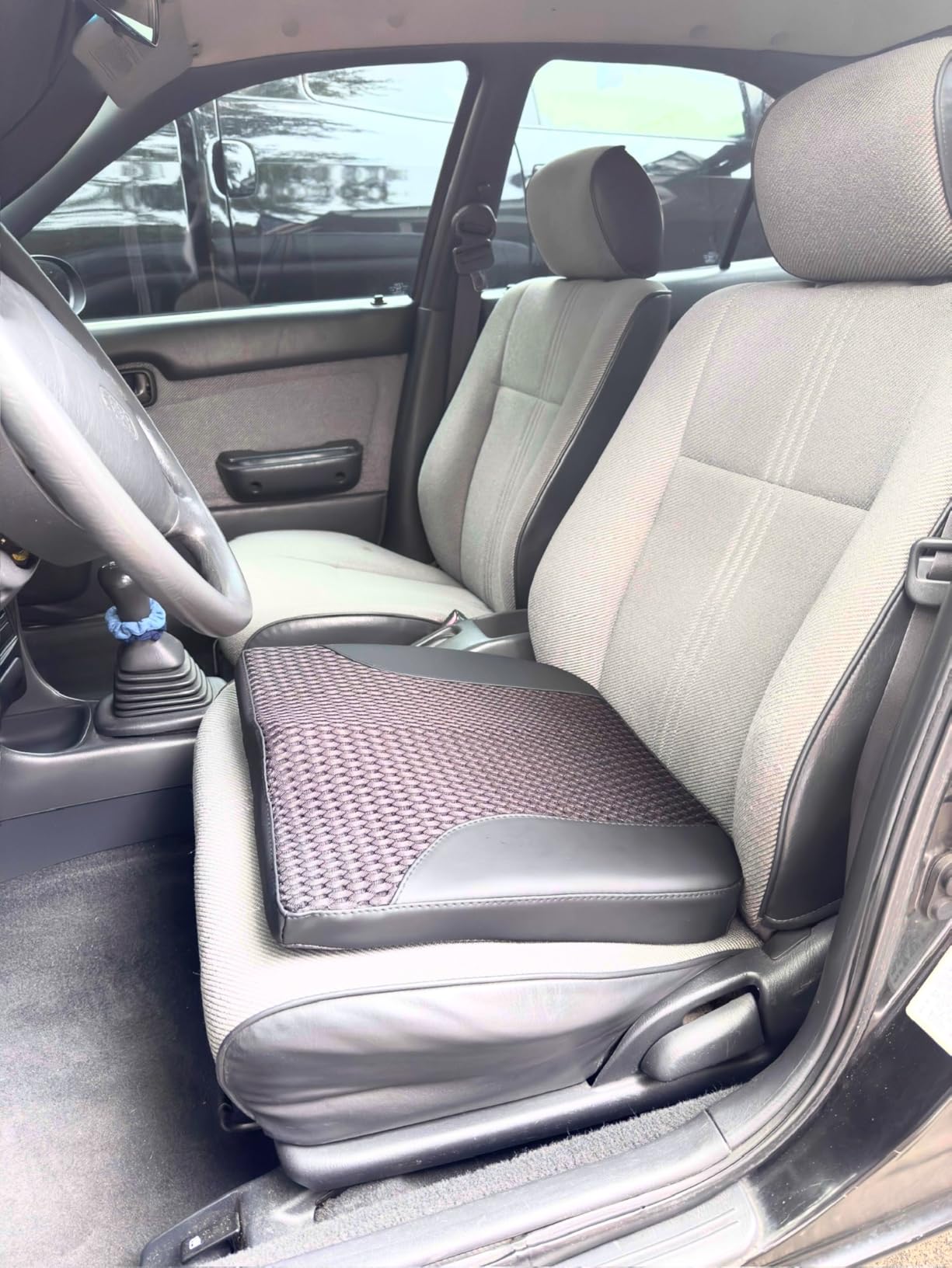 kingphenix Premium Car Seat Cushion, Memory Foam Driver Seat Cushion to Improve Driving View- Coccyx & Lower Back Pain Relief - Seat Cushion for Car, Truck, Office Chair (Leather Black) customer photo 1