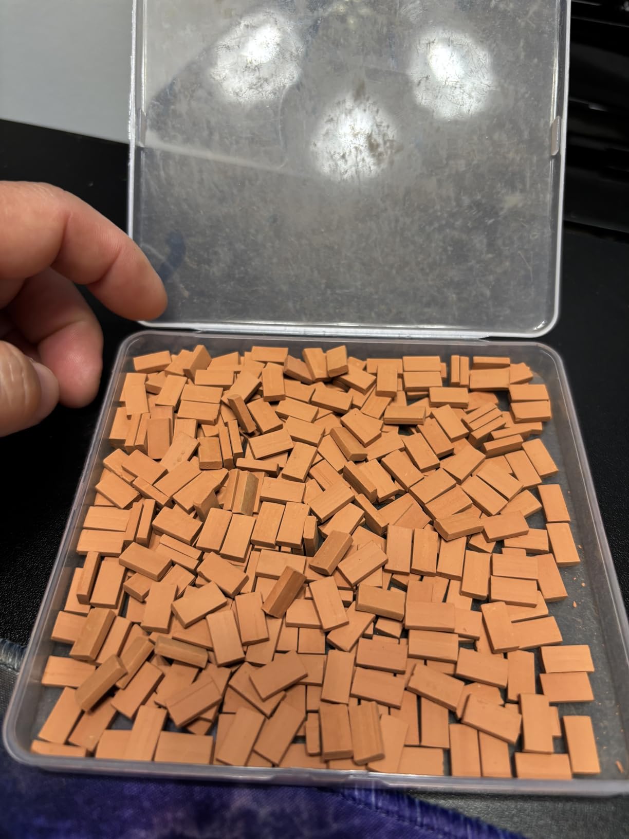 Civaner 350 Pcs Mini Bricks for Landscaping Building Construction Wall Bricks Small Miniature Tiny Clay Model for Crafts Fake Blocks for DIY Dollhouse Christmas Village Garden, 1/35 Scale(Red) customer photo 1