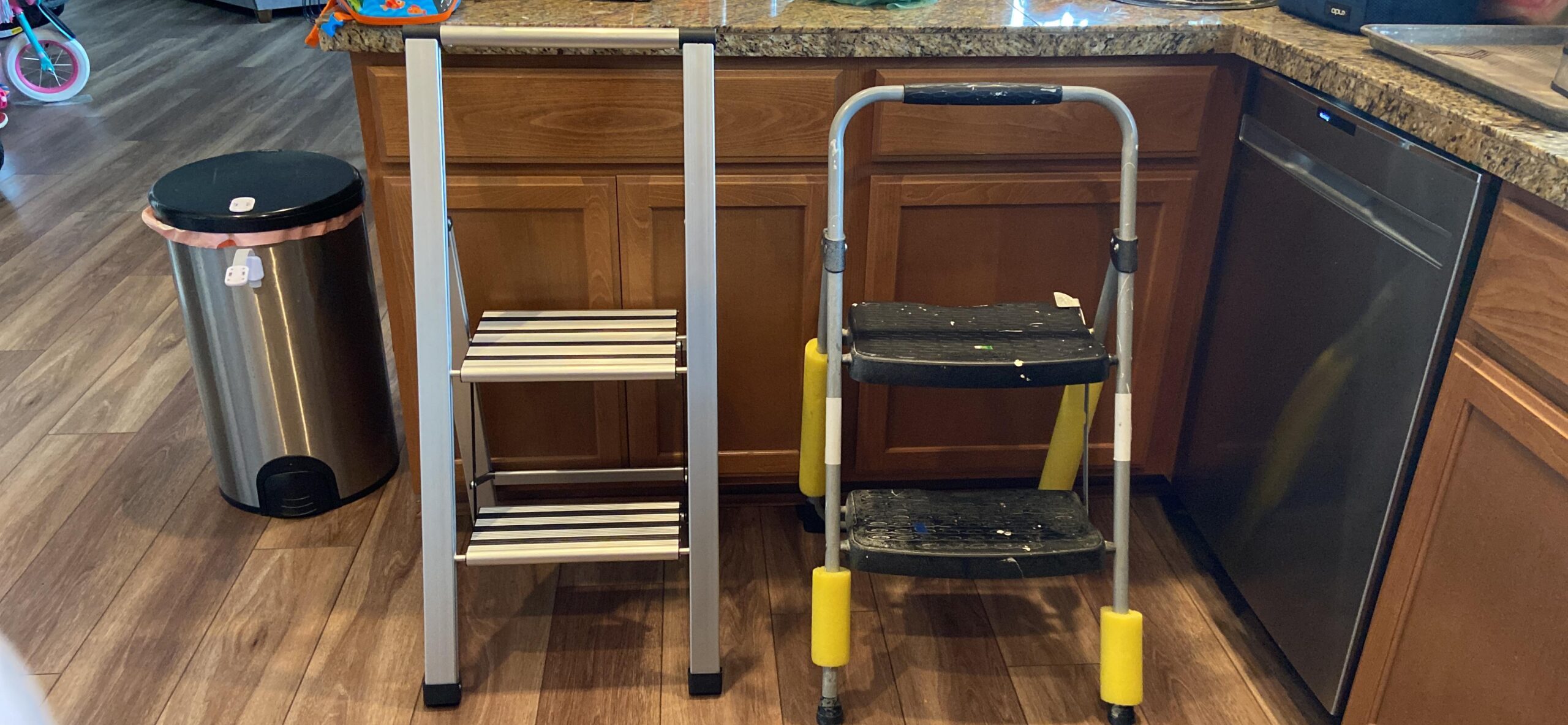BIRDROCK HOME 3 Step Compact Steel Step Ladder - Sturdy Thin Folding Stool - Anti-Slip Steps - Great for Kitchen, Pantry, Closets, or Home Office customer photo 2