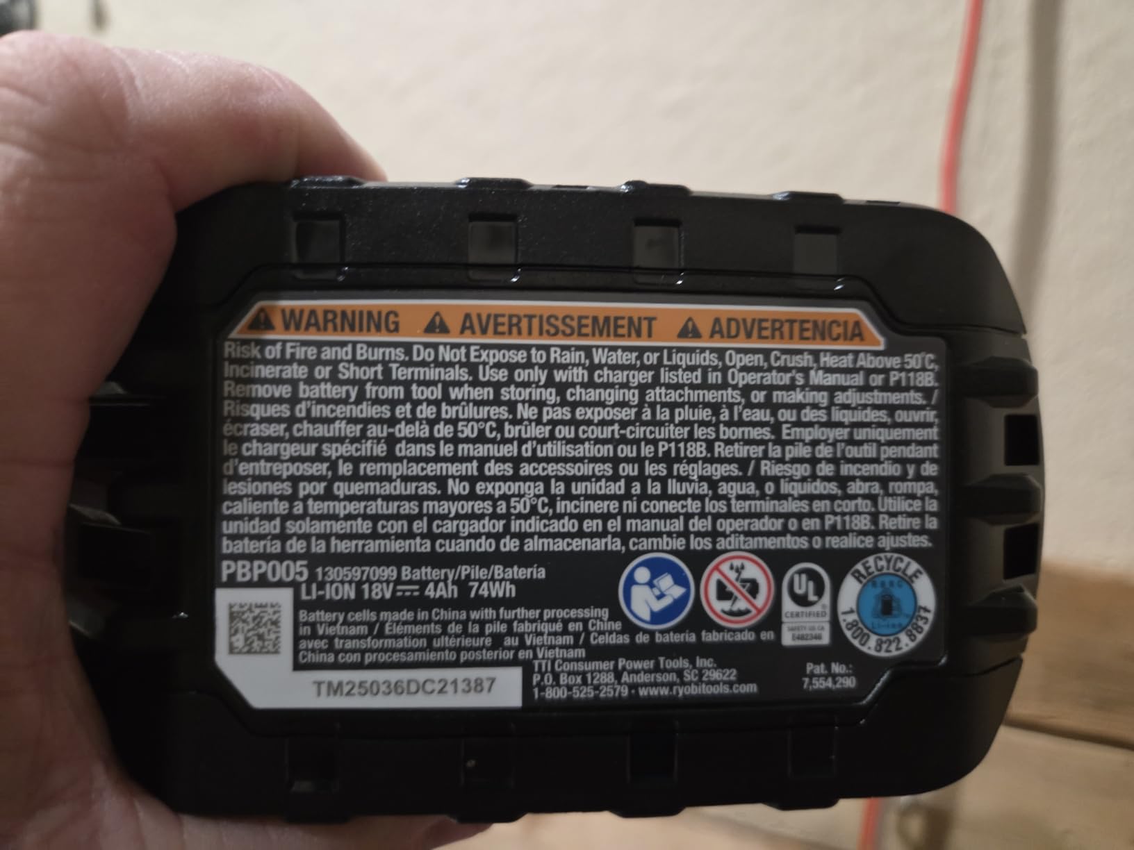 RYOBI ONE+ 18V Lithium-ION 4.0 AH Battery 2-Pack PBP2005 customer photo 1