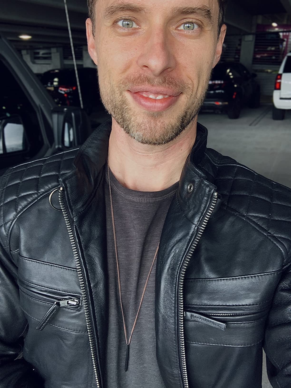 Vance Leather Men's Cafe Racer Waxed Lambskin Austin Brown Motorcycle Leather Jacket customer photo 1