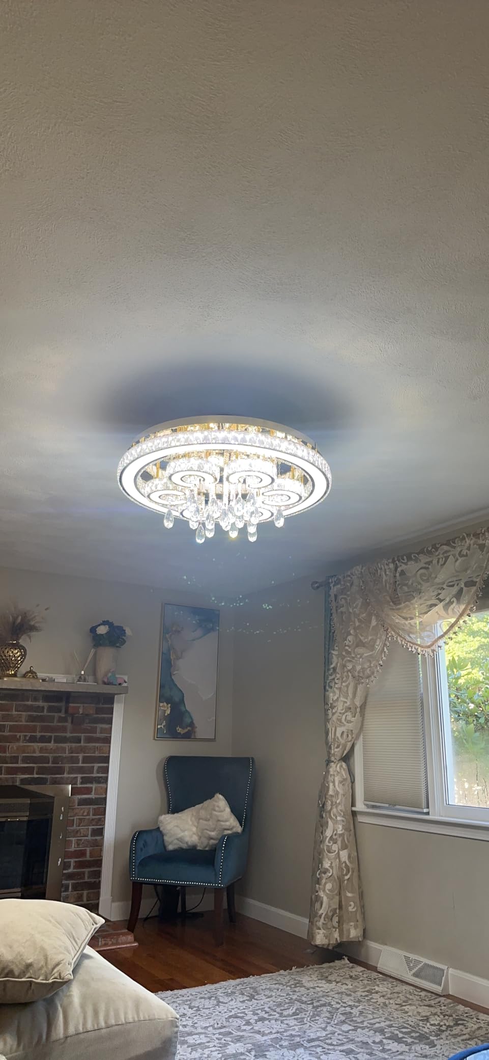 W32'' Modern Chandeliers for Living Room Crystal Flush Mount Ceiling Light for Dining Room Bedroom Large Chandeliers Interior Luxury Lighting Fixture LED Lights Dimmable 3000-6000K Hallway Foyer Light customer photo 2