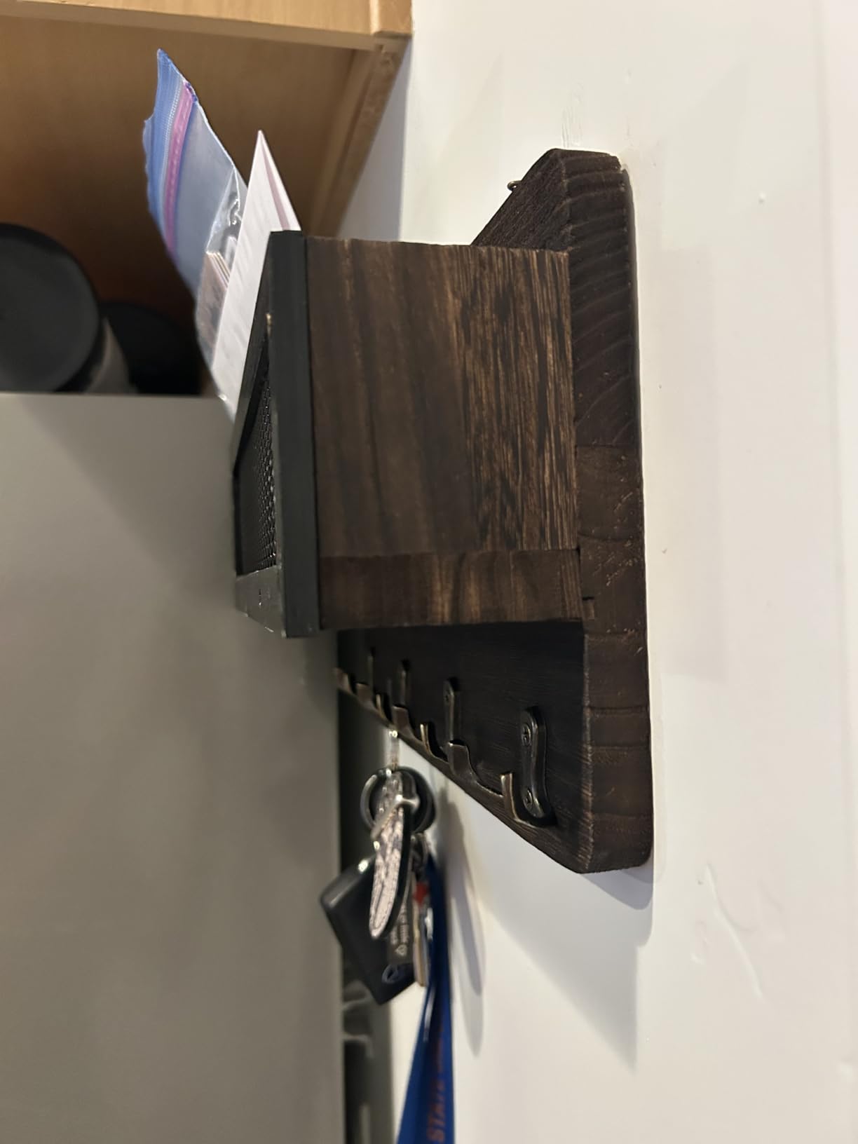 ADIIL Mail and Key Holder for Wall Decorative, Wooden Wall Mount Key Rack Hanger Organizer with 4 Double Key Hooks, Rustic Home Decor for Entryway Hallway, Brown customer photo 2
