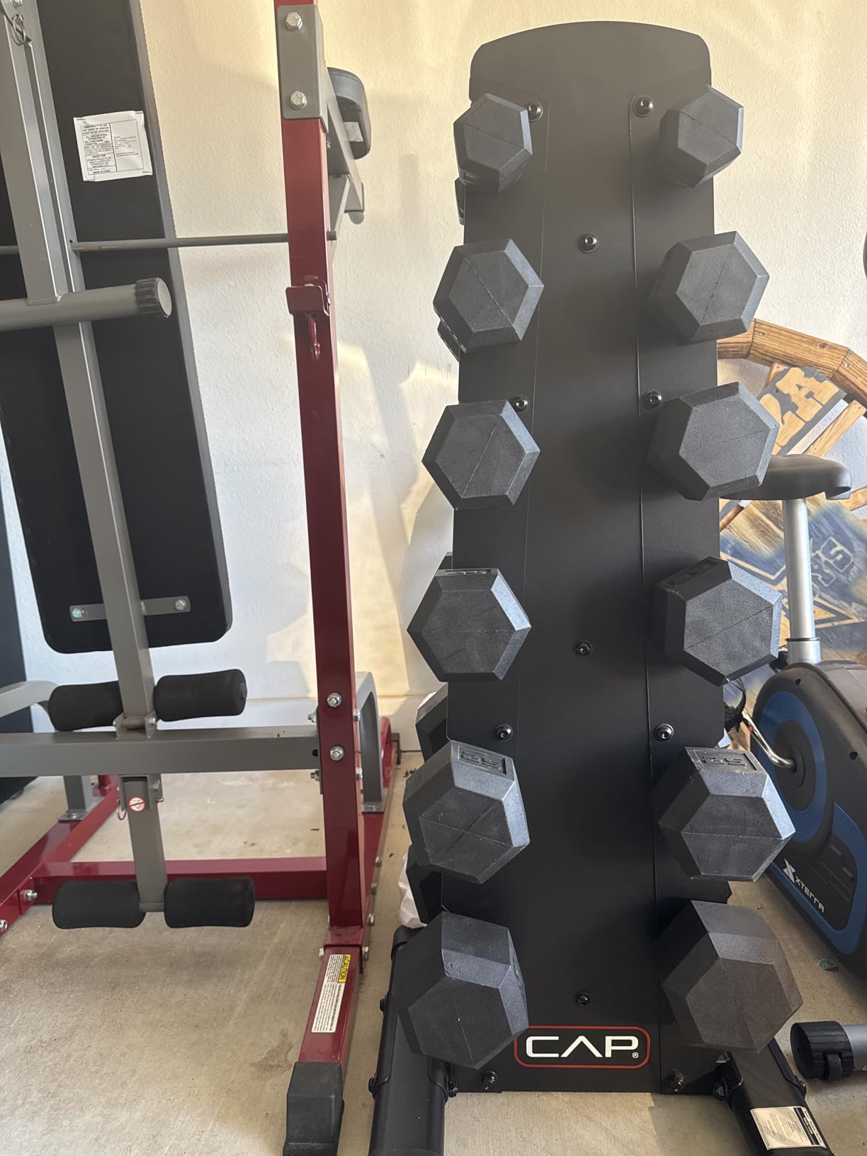 CAP Rubber Coated Hex Dumbbell Set with Storage Rack, Space-Saving Vertical Compact Storage for Home Gym Strength Training customer photo 2