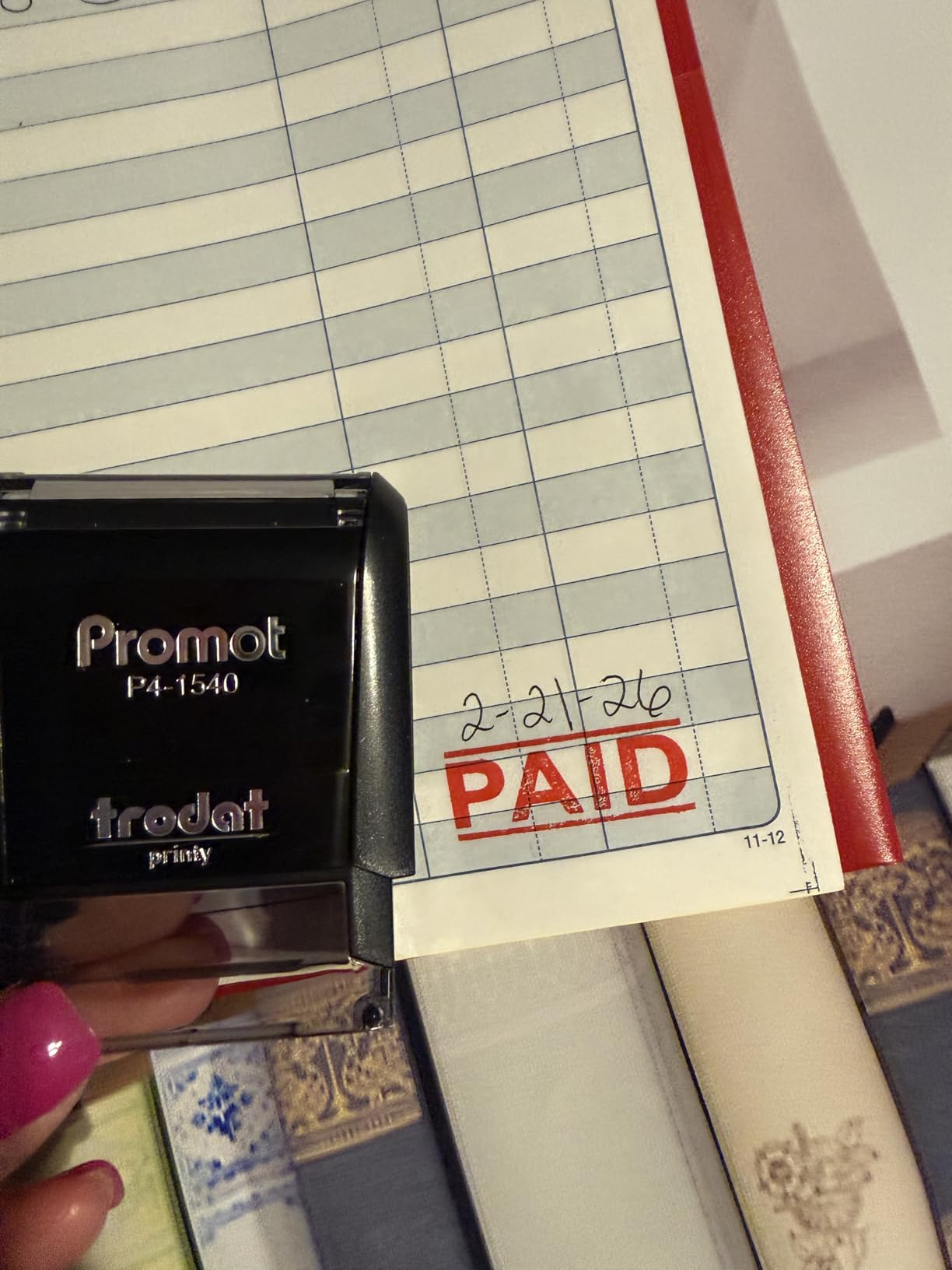 Promot Paid Stamp Self Inking - for Office, Accounts Payable Stamp - Rubber Stamps for Retail Use, Red Ink, Self Inking for Business Supplies, Paid Stamper customer photo 1