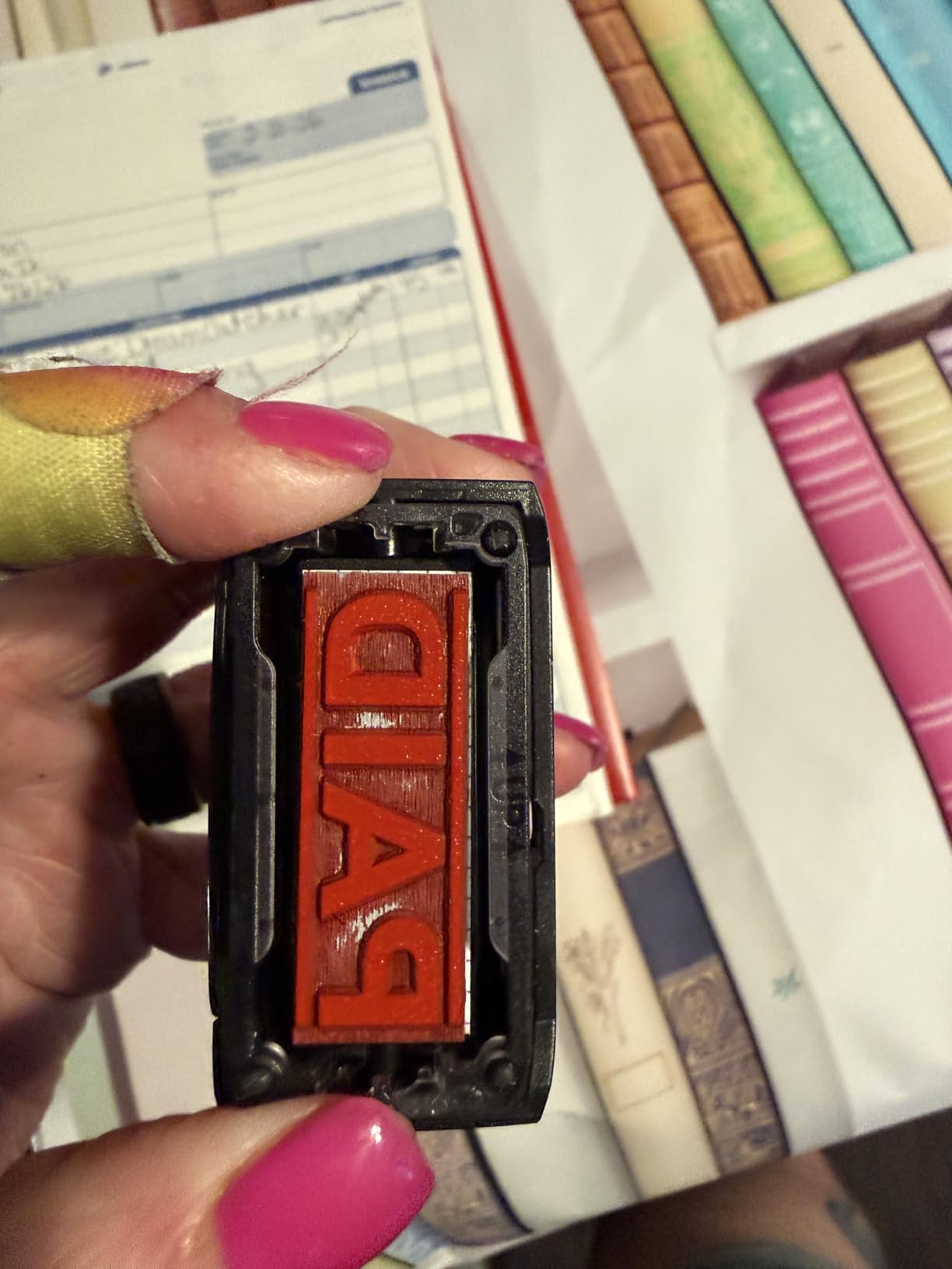 Promot Paid Stamp Self Inking - for Office, Accounts Payable Stamp - Rubber Stamps for Retail Use, Red Ink, Self Inking for Business Supplies, Paid Stamper customer photo 2