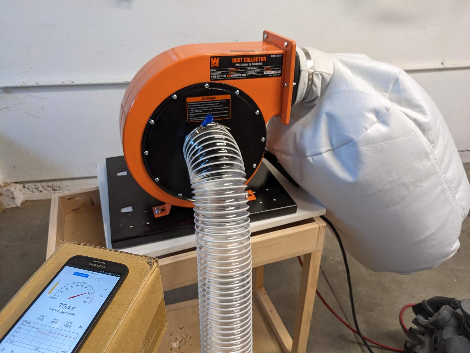 WEN Woodworking Dust Collector, 7.4-Amp Induction Motor with 15-Gallon Bag, Mobile Base, and Optional Wall Mount (DC3474) customer photo 1
