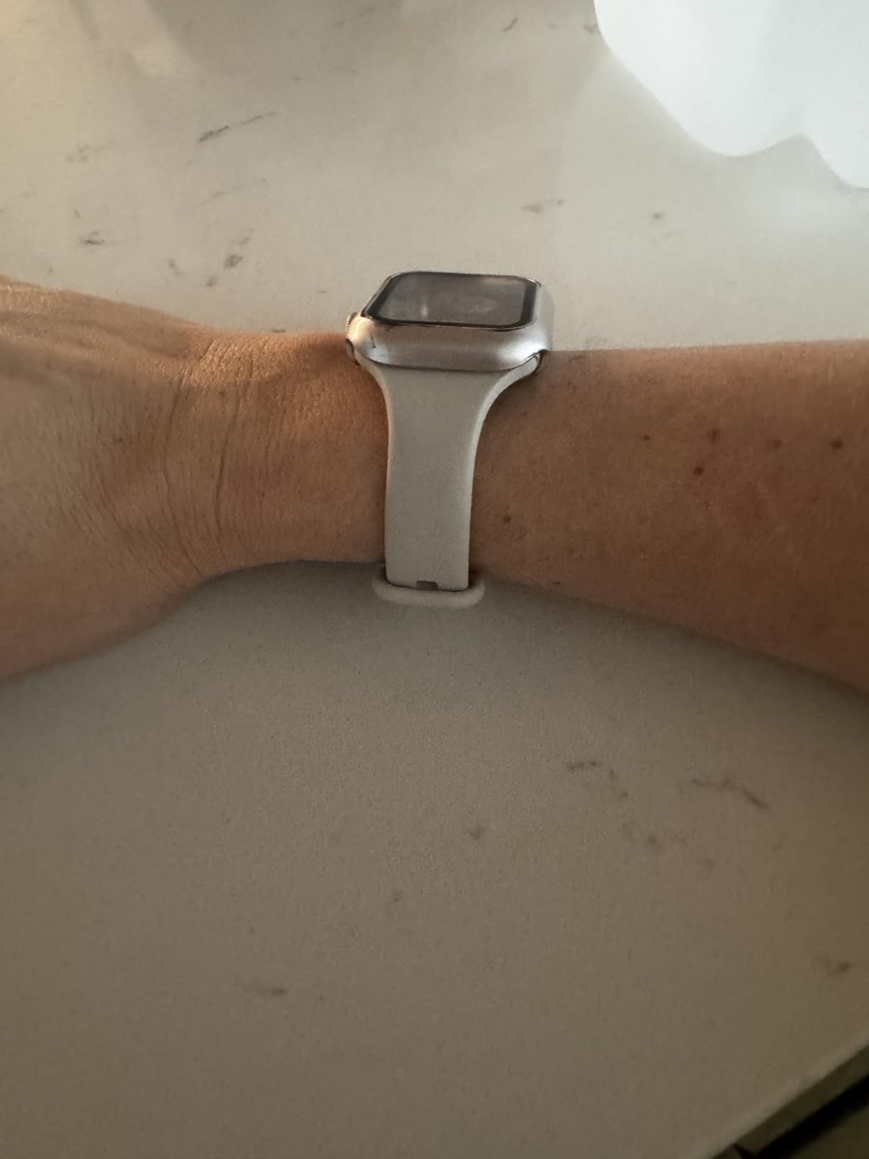 Thin Slim Band Compatible with Apple Watch 38mm 40mm 41mm 42mm 44mm 45mm 46mm 49mm, Replacement Silicone Sport Strap for iWatch Series 11/10/9/8/7/6/5/4/3/2/1 Ultra SE Women Men, Starlight customer photo 1