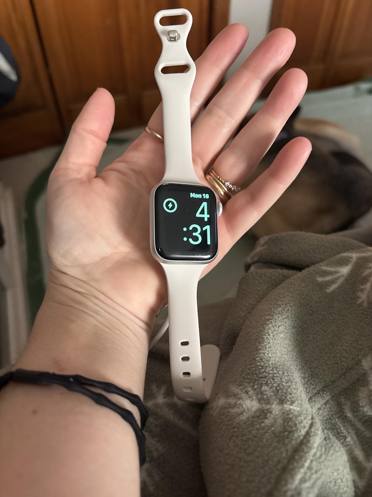 Thin Slim Band Compatible with Apple Watch 38mm 40mm 41mm 42mm 44mm 45mm 46mm 49mm, Replacement Silicone Sport Strap for iWatch Series 11/10/9/8/7/6/5/4/3/2/1 Ultra SE Women Men, Starlight customer photo 2