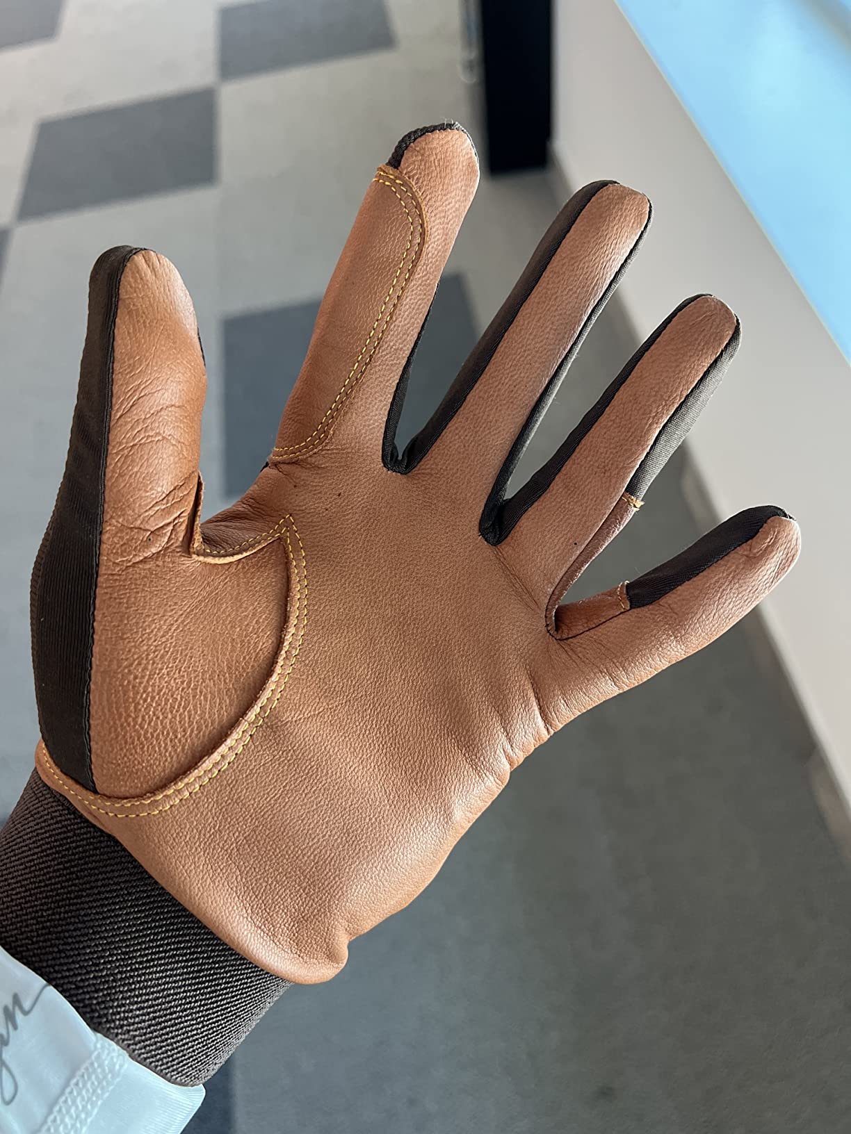 Equestrian Riding Gloves - Genuine Goatskin Palm, Double-Layer Leather Fingers, Hook & Loop Wrist - Ideal for Horse Riding, Boating, Gardening, Cycling & Driving customer photo 2
