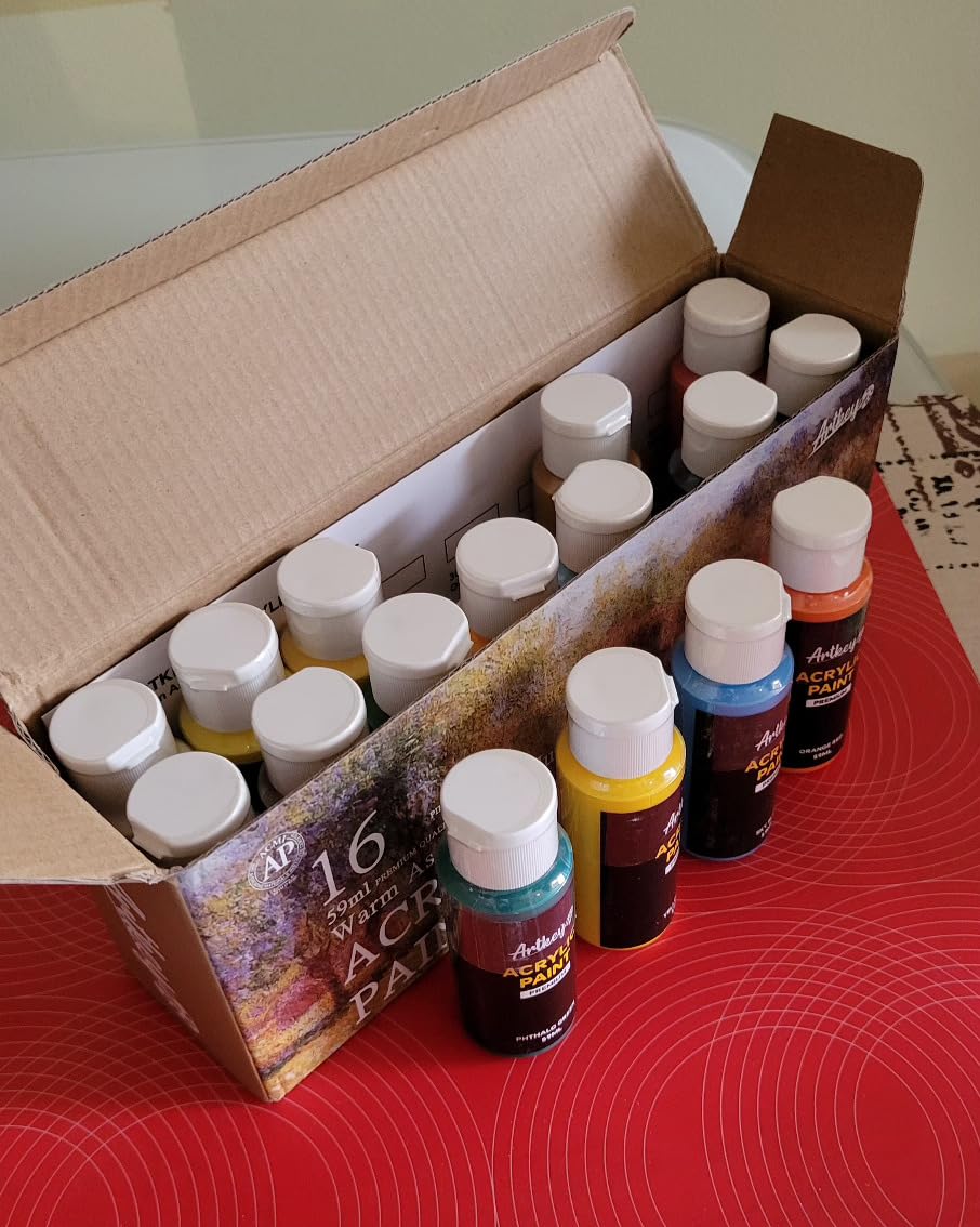 Artkey Acrylic Paint Set, 24 Colors 2 oz/59 ml Acrylic Paint Kit for Professional Artists & Beginners - Craft & Art Supplies for Canvas, Wood, Fabric, Rock, Leather, Ceramic, Glass, Easter Egg customer photo 2