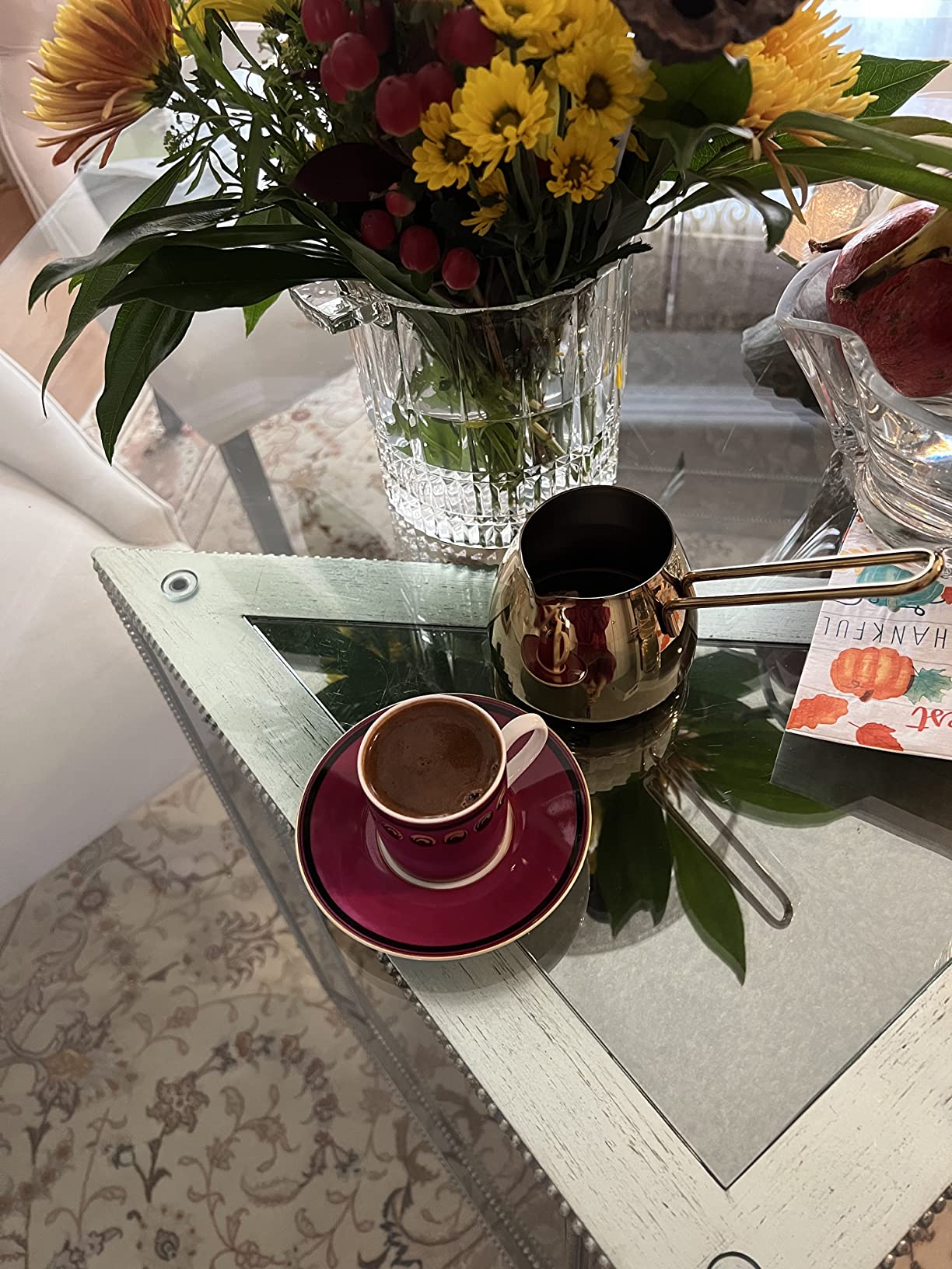 Crystalia Turkish Coffee Pot 18/10 Stainless Steel, Stove Top Tea Maker, Milk Warmer, Greek Arabic Coffee Cezve Briki, 15 oz (Silver, Small) customer photo 1